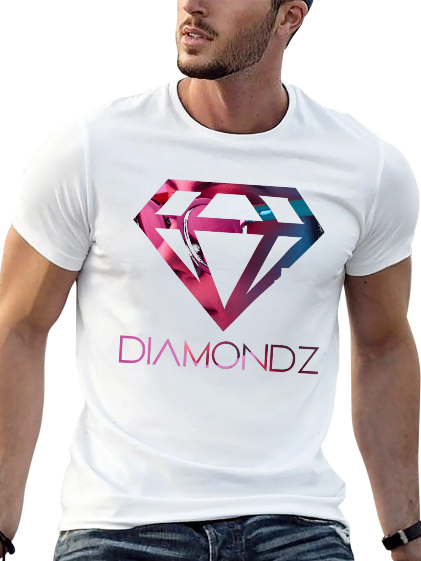 Diamondz Graphic Print Black T-Shirt