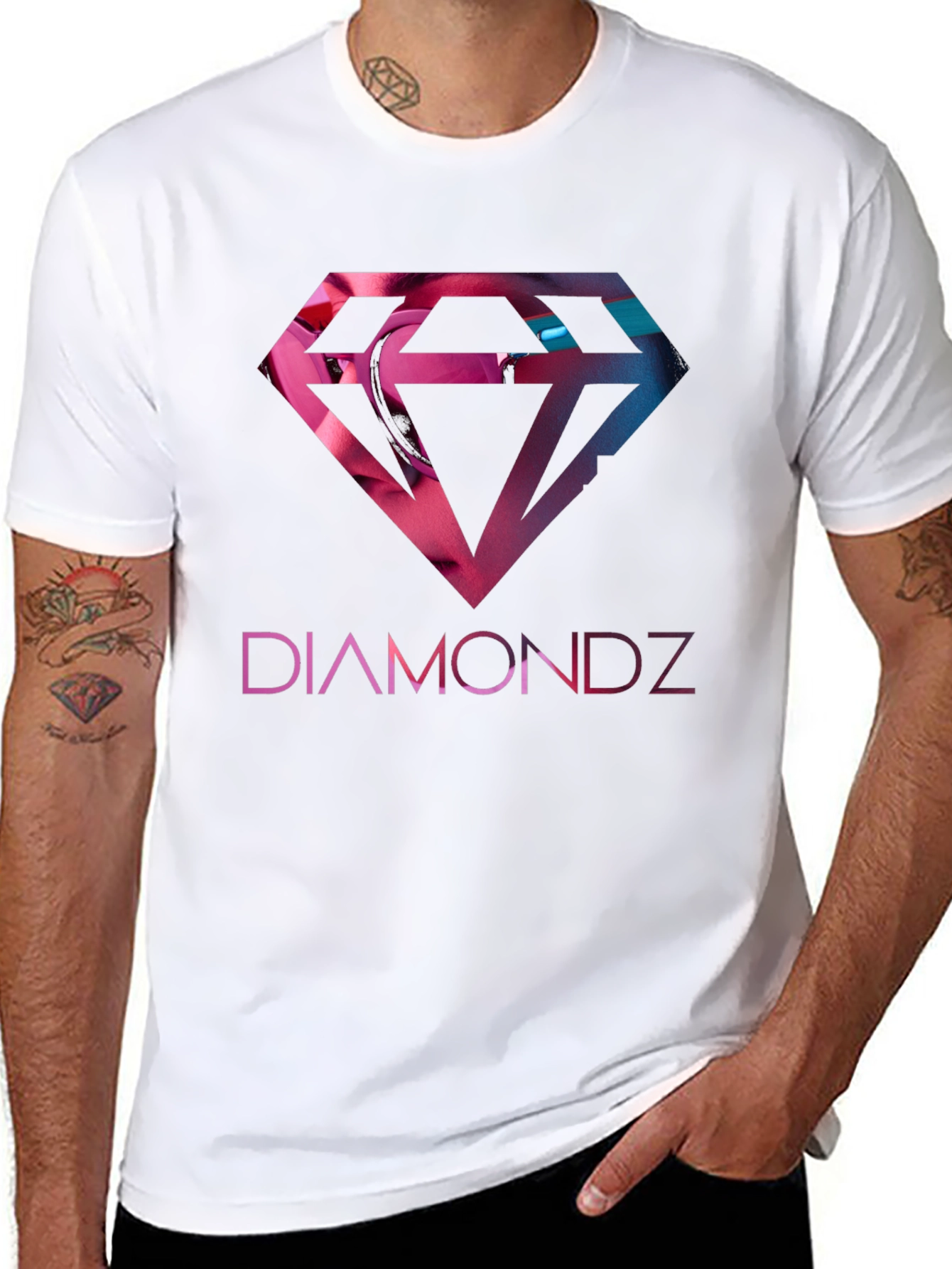 Diamondz Graphic Print Black T-Shirt