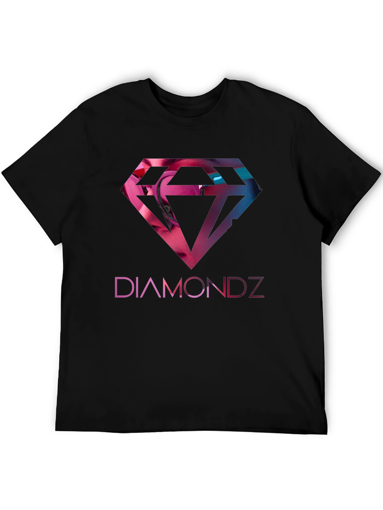 Diamondz Graphic Print Black T-Shirt