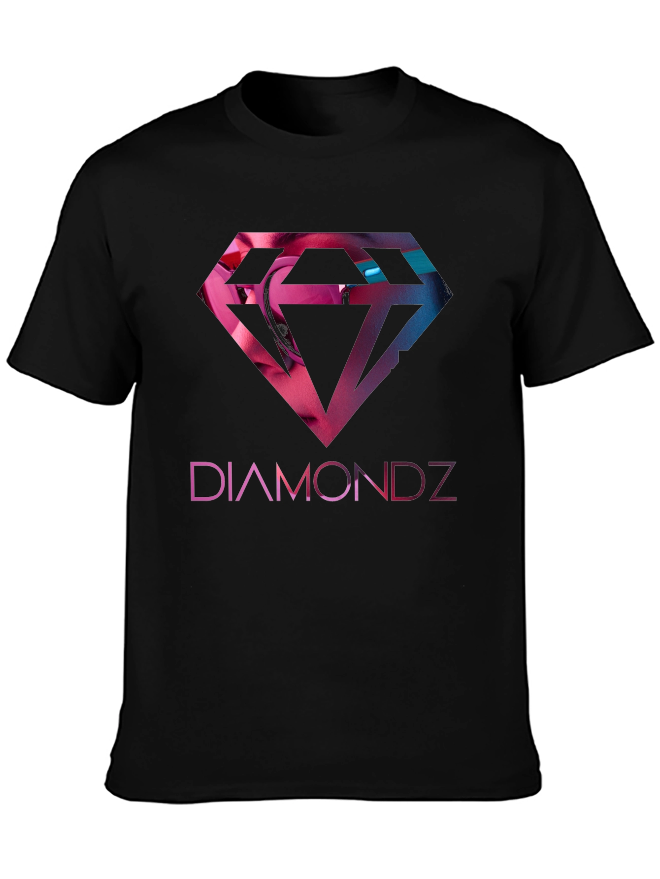 Diamondz Graphic Print Black T-Shirt