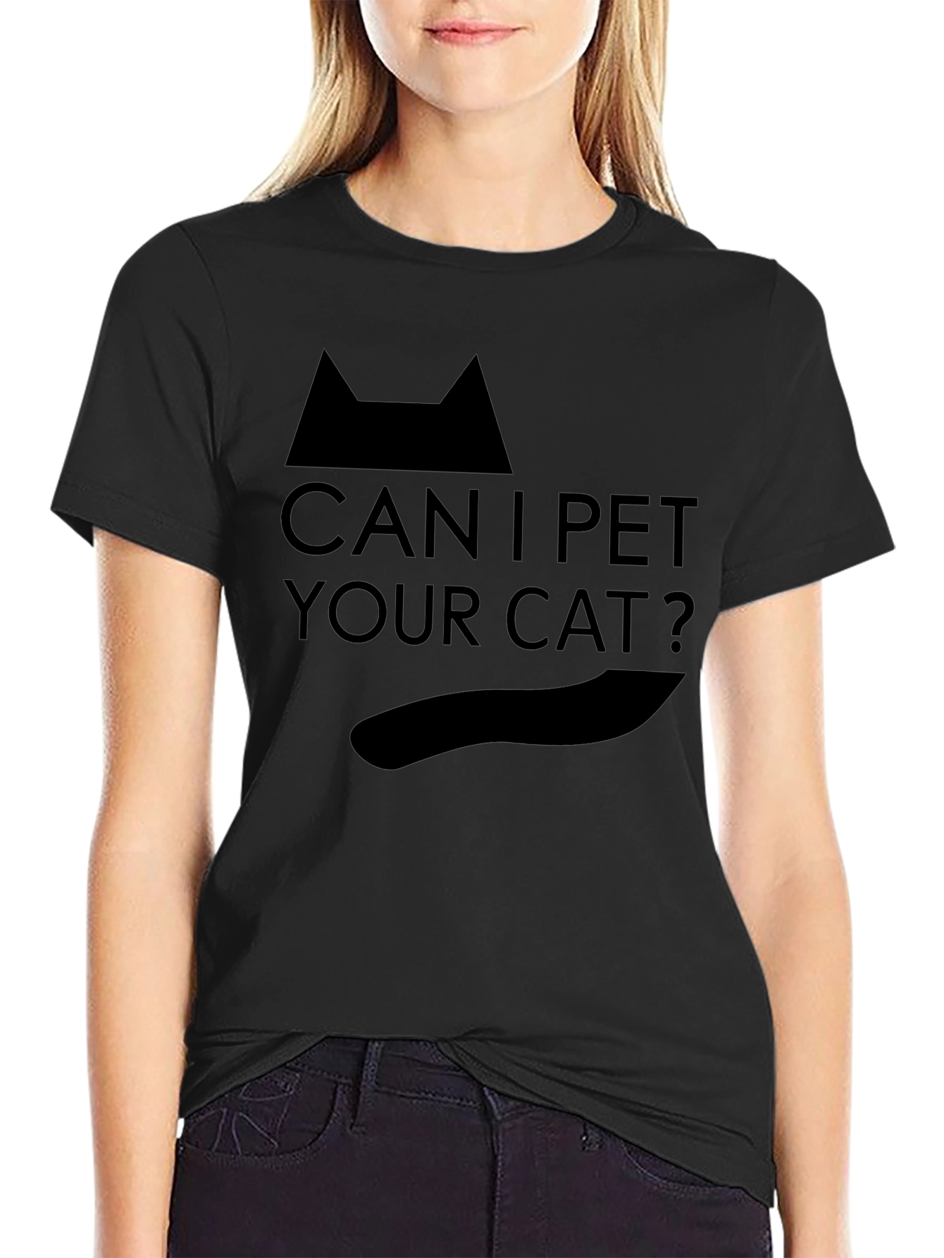 Can I Pet Your Cat? Graphic Tee - Black