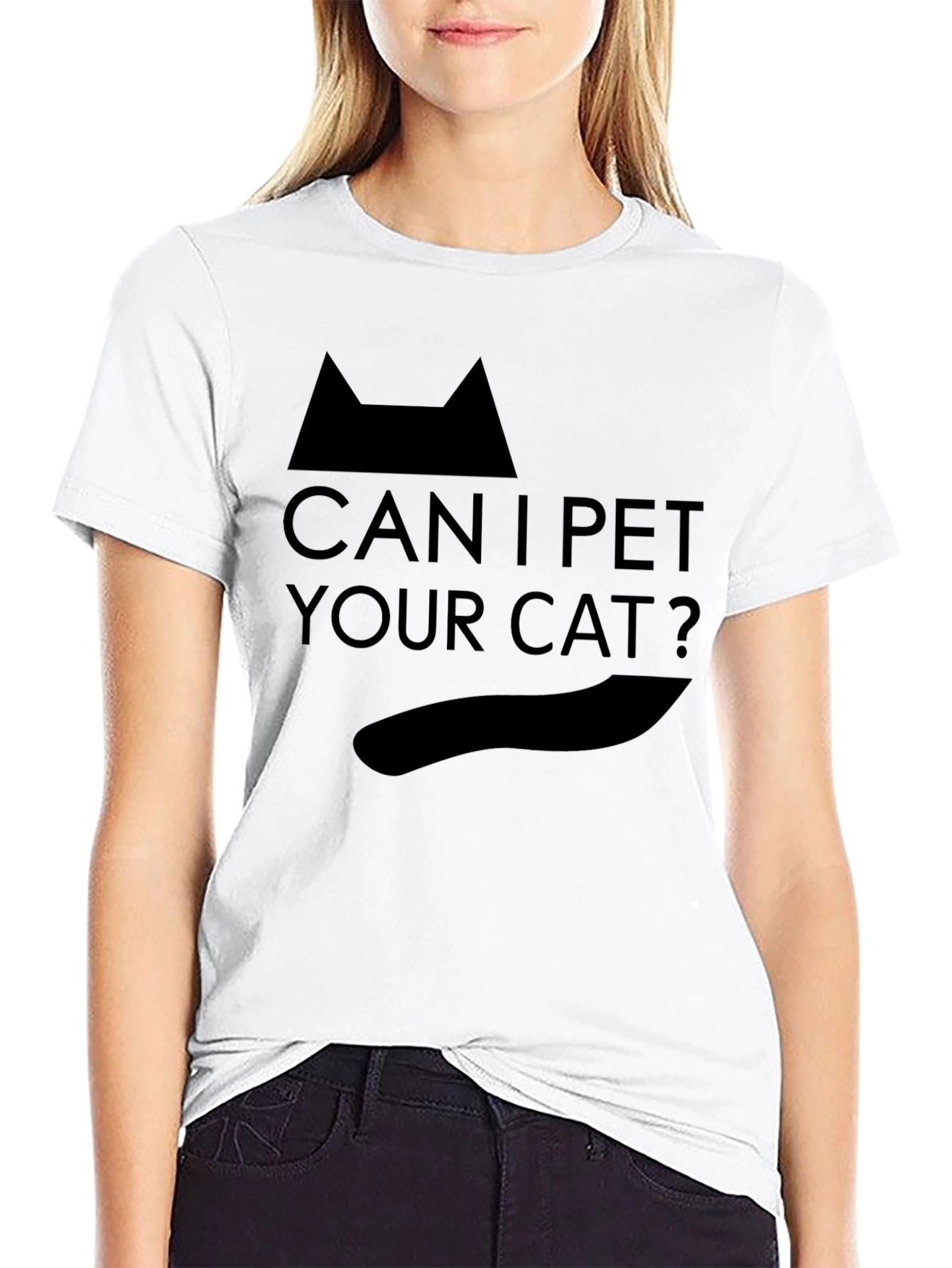 Can I Pet Your Cat? Graphic Tee - Black