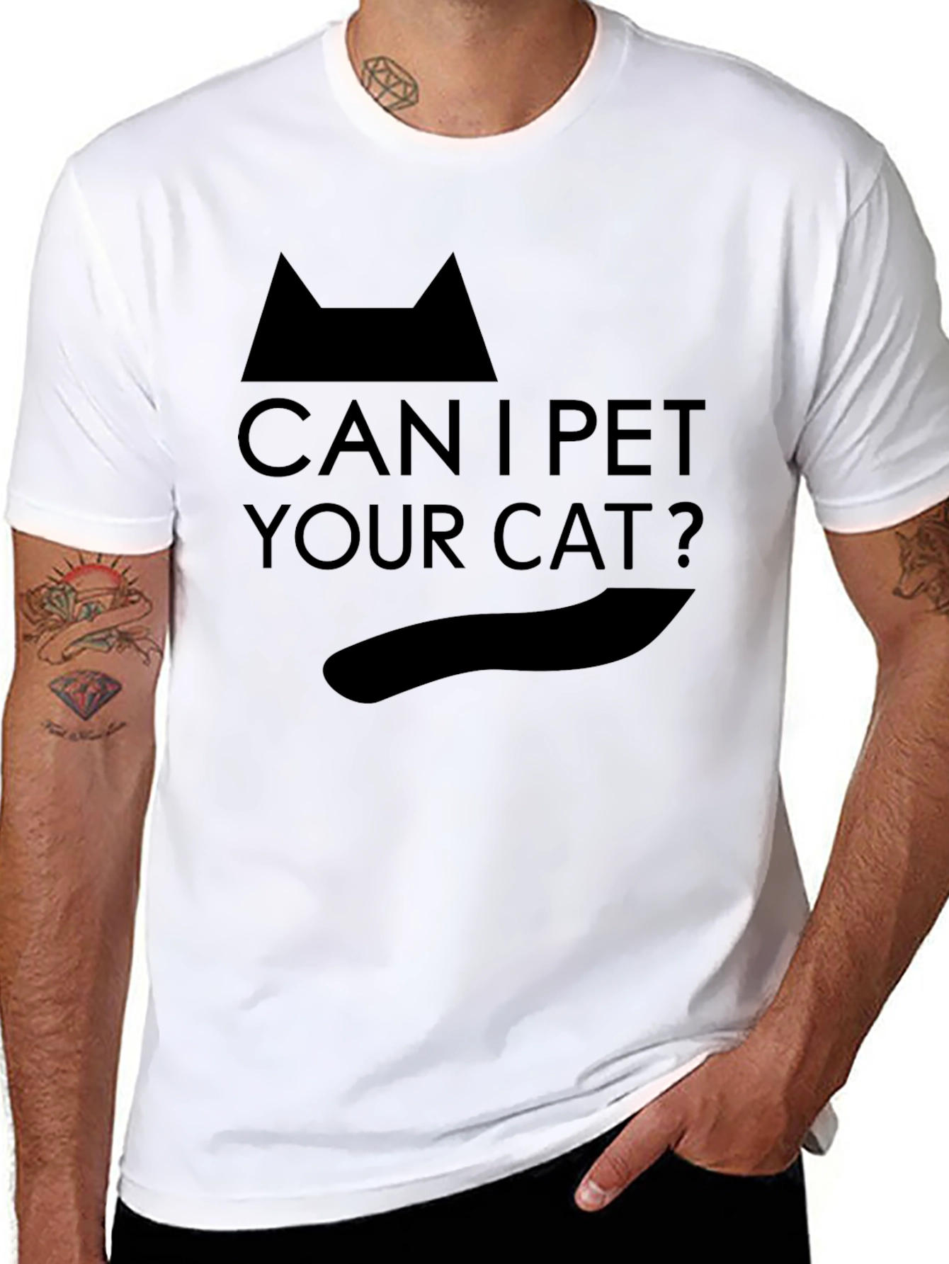 Can I Pet Your Cat? Graphic Tee - Black