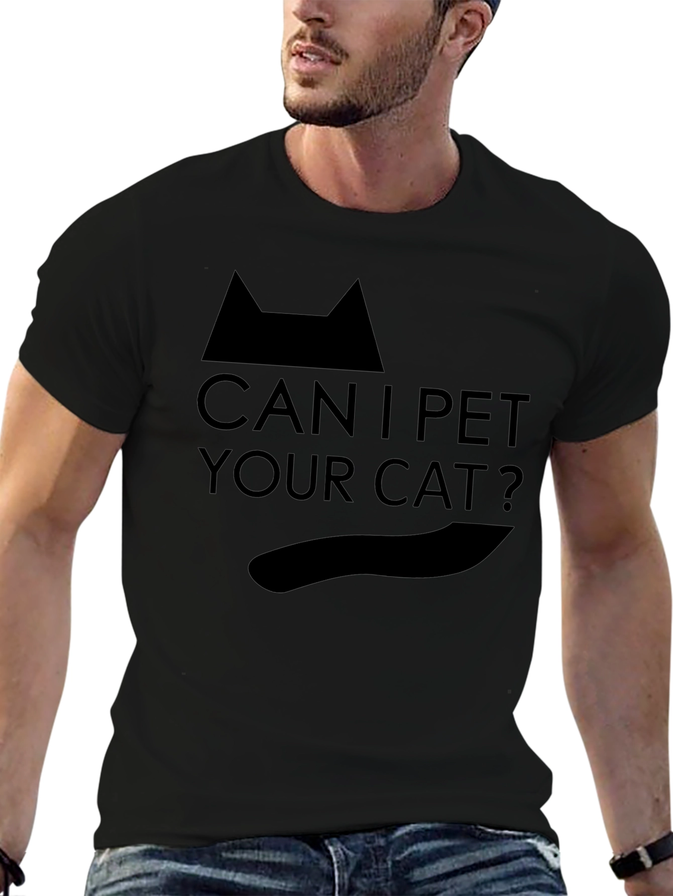 Can I Pet Your Cat? Graphic Tee - Black
