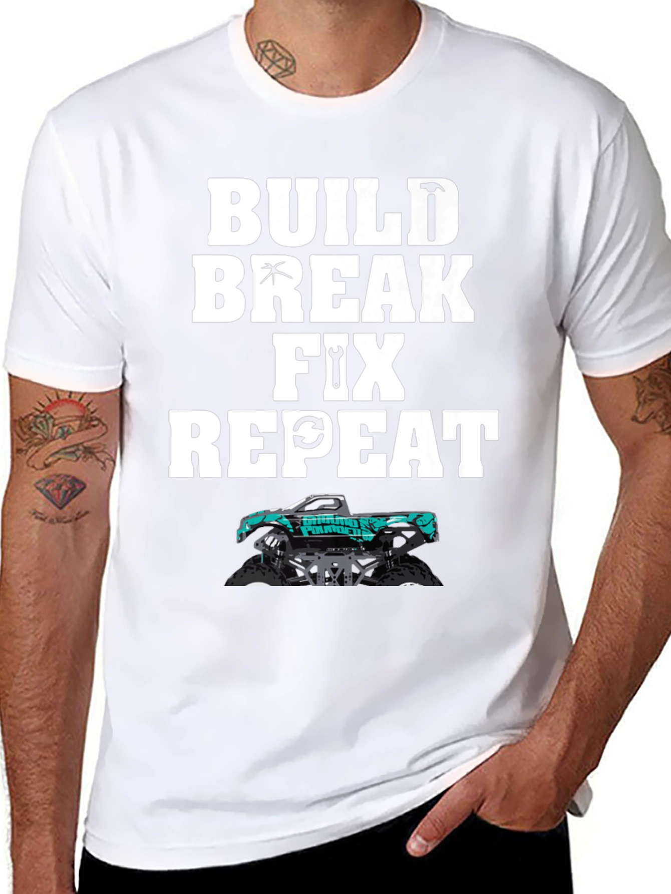 Build Break Fix Repeat RC Truck Graphic Tee
