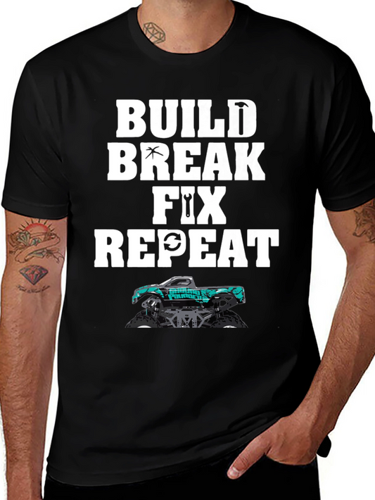 Build Break Fix Repeat RC Truck Graphic Tee