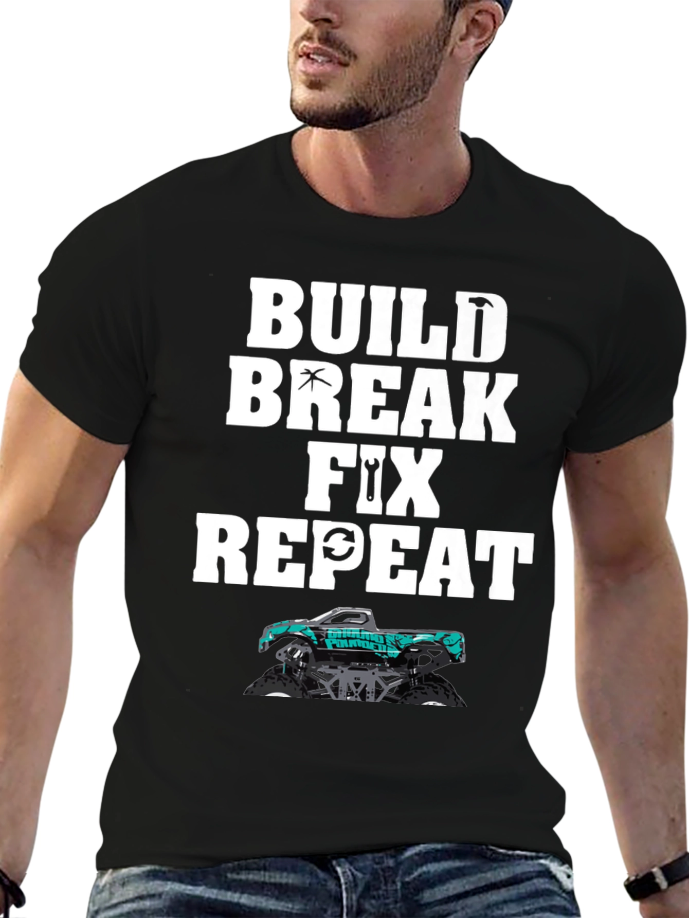 Build Break Fix Repeat RC Truck Graphic Tee