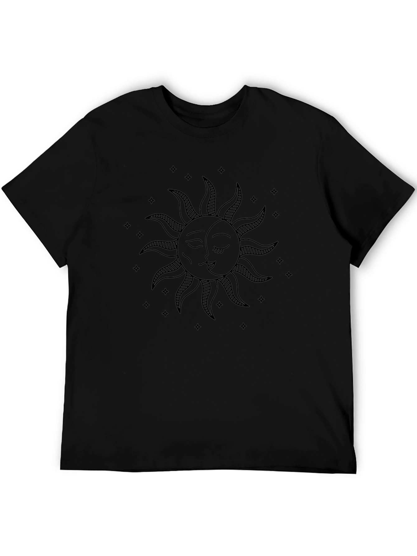 Celestial Sun & Moon Graphic Tee - Black