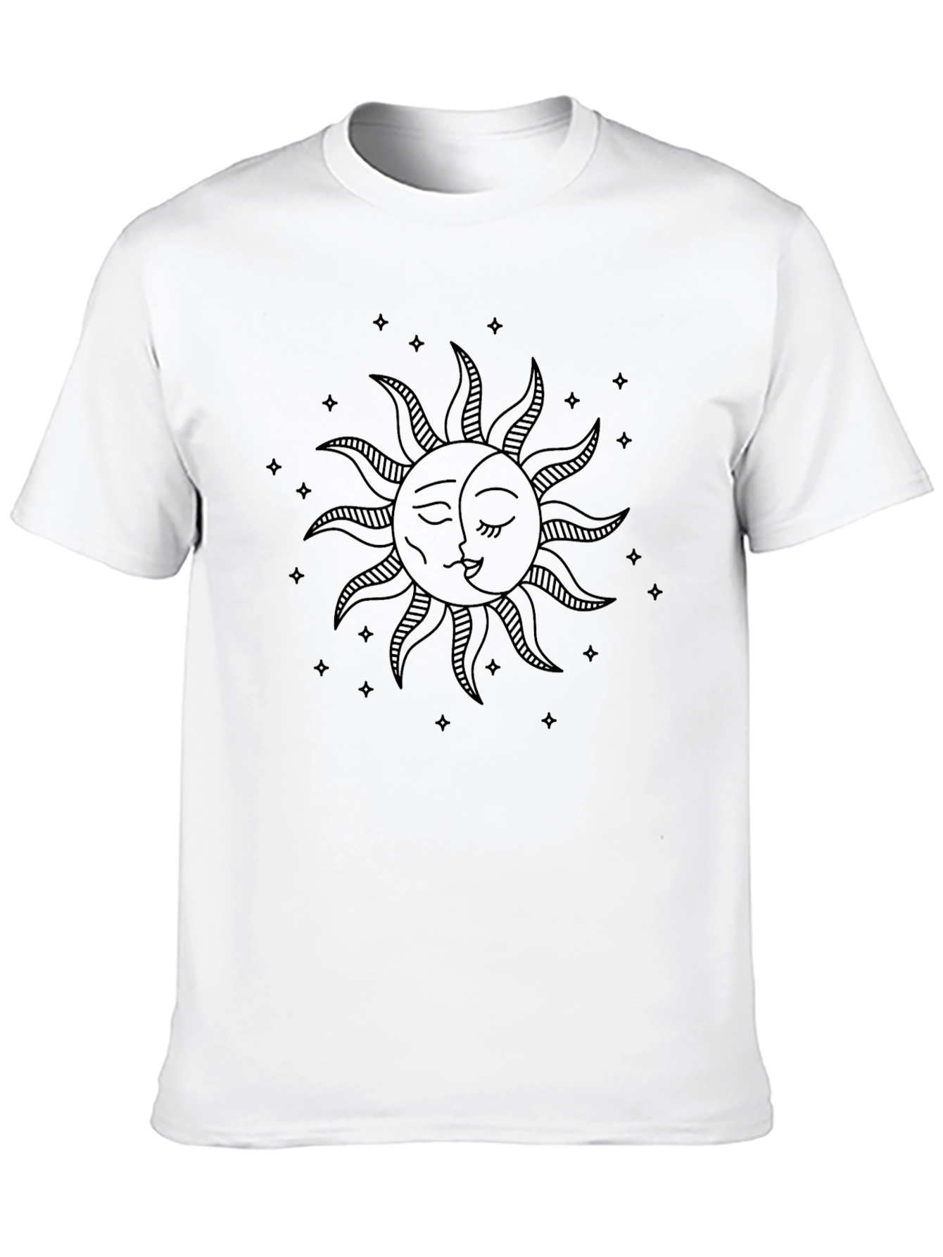 Celestial Sun & Moon Graphic Tee - Black