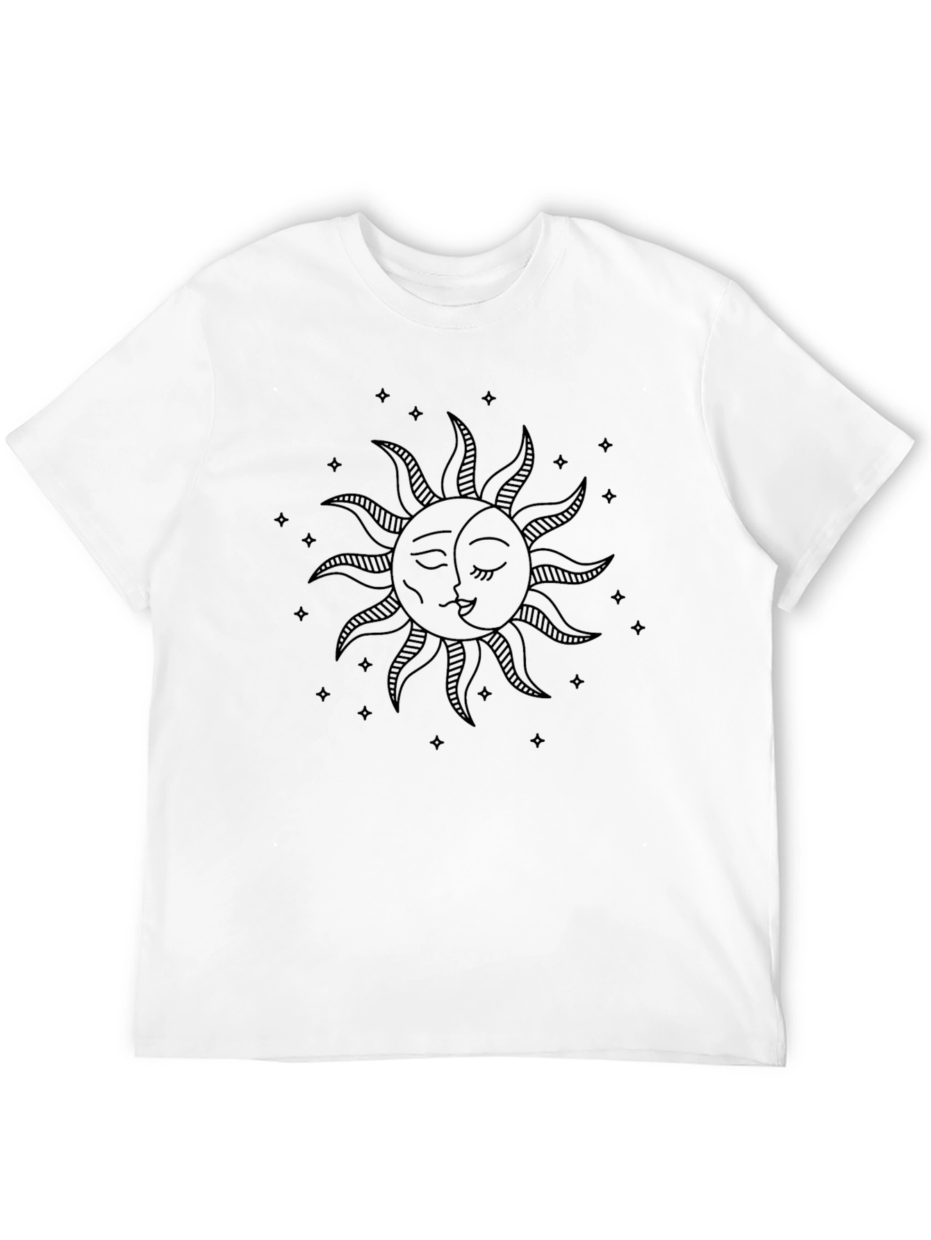 Celestial Sun & Moon Graphic Tee - Black