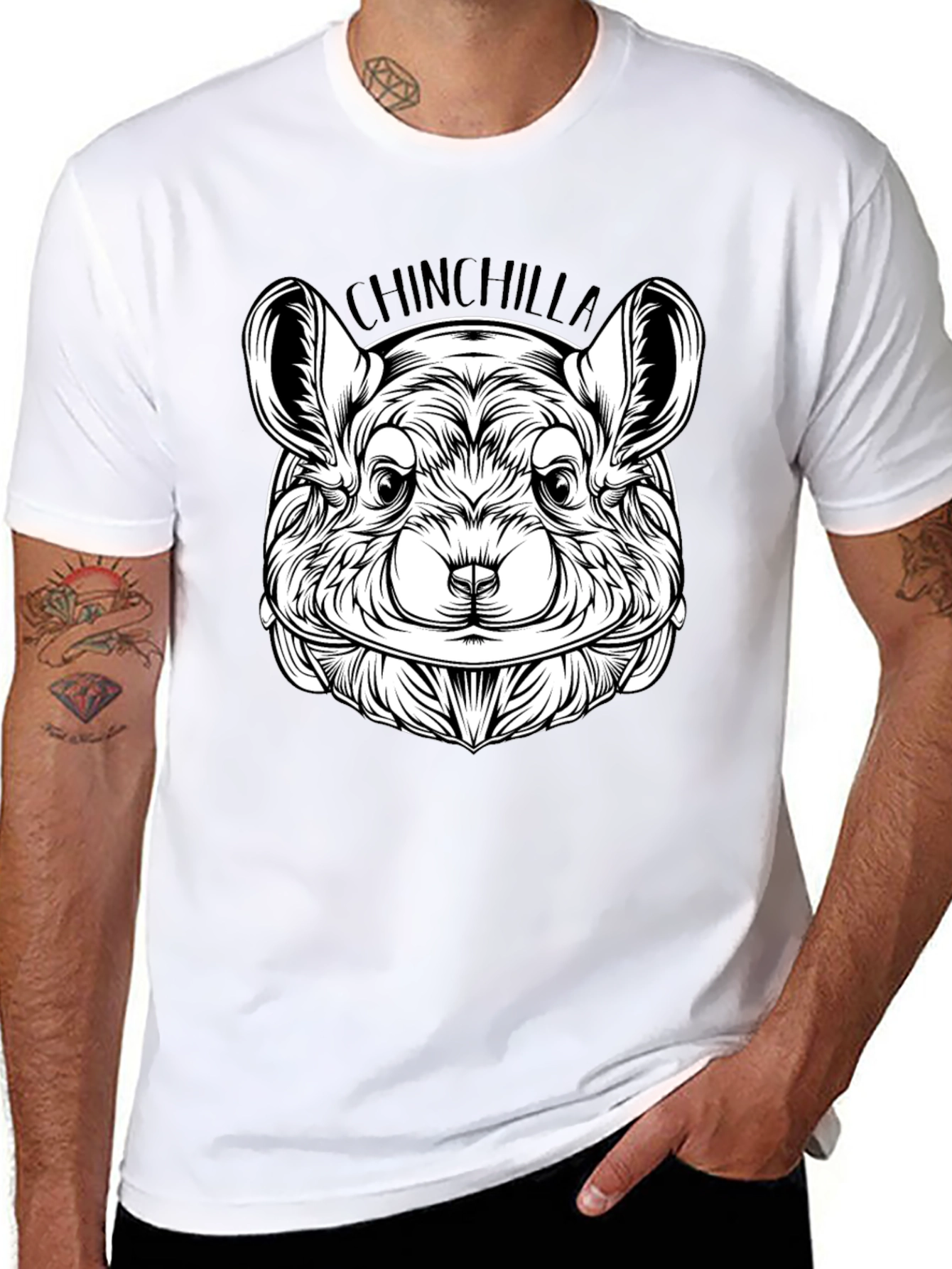 Chinchilla Graphic Tee - Black Cotton Comfort