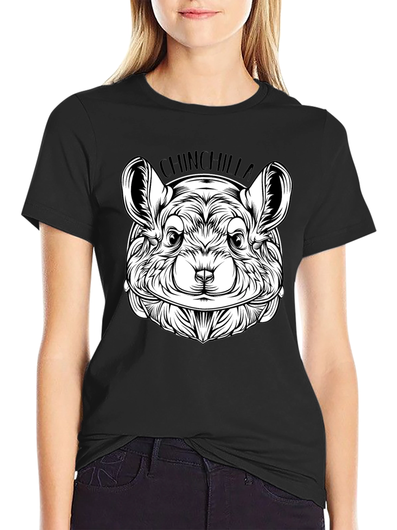 Chinchilla Graphic Tee - Black Cotton Comfort