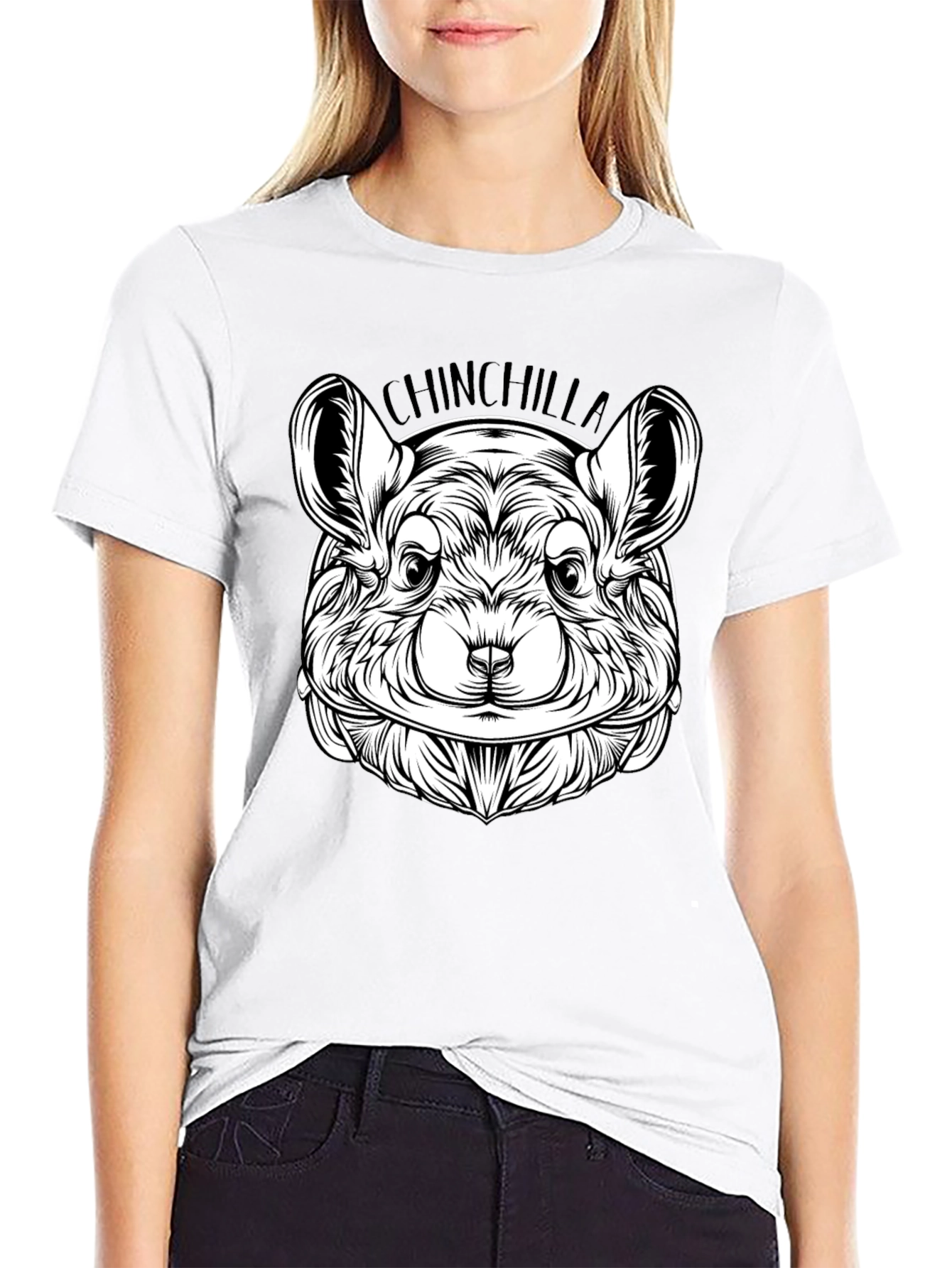 Chinchilla Graphic Tee - Black Cotton Comfort