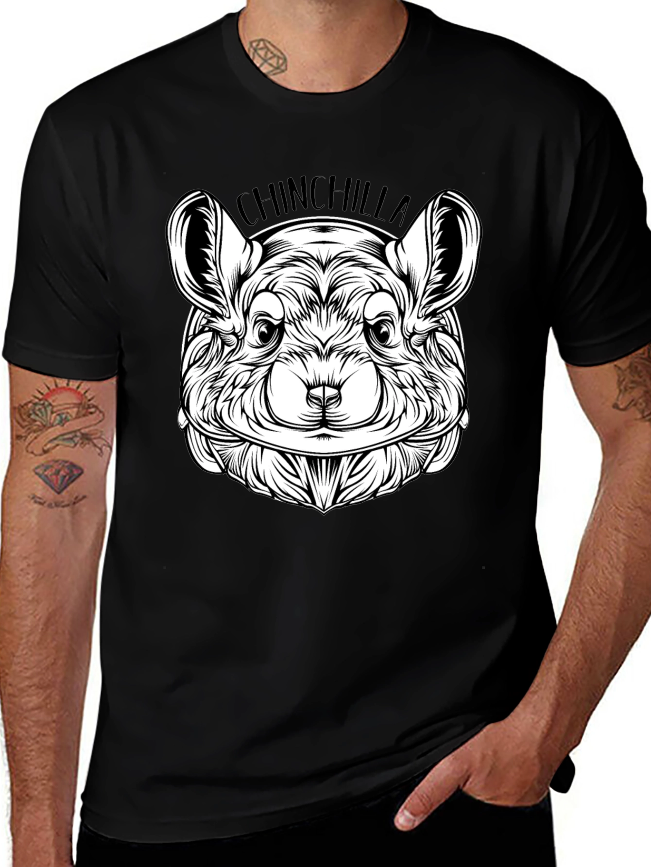 Chinchilla Graphic Tee - Black Cotton Comfort