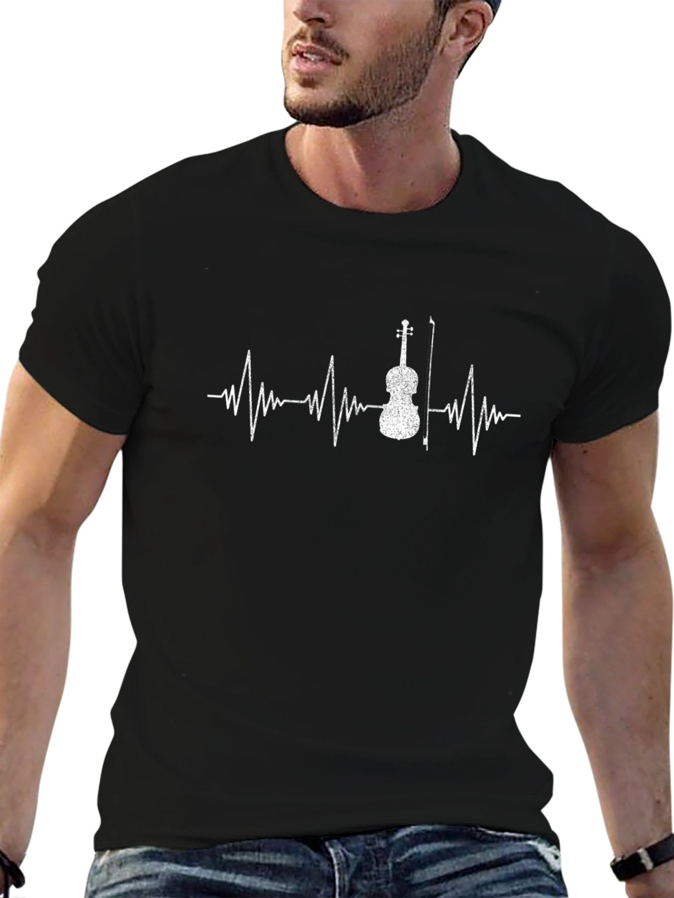 Violin Heartbeat Graphic Tee - Music Lover T-Shirt