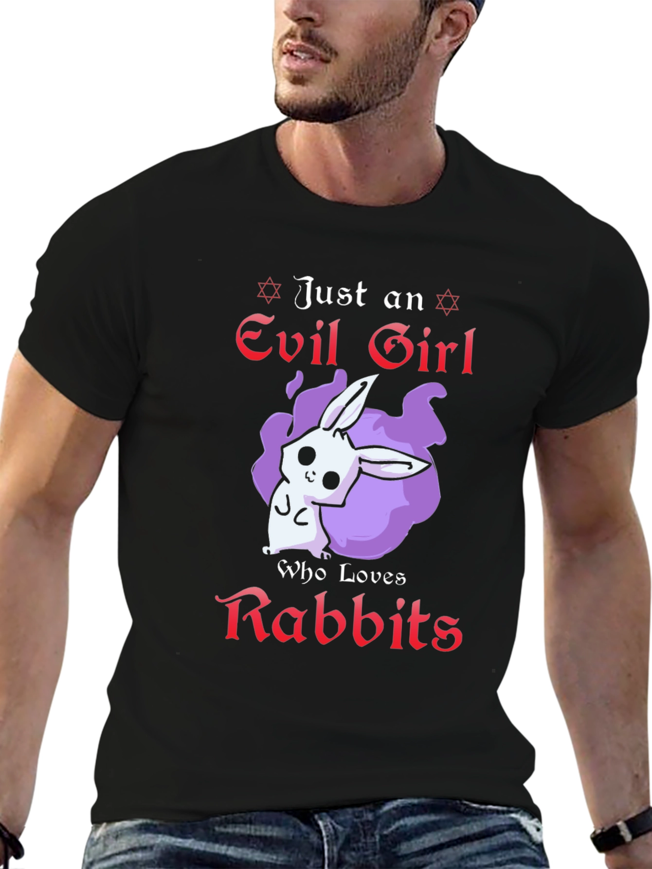 Evil Girl Loves Rabbits T-Shirt - Black