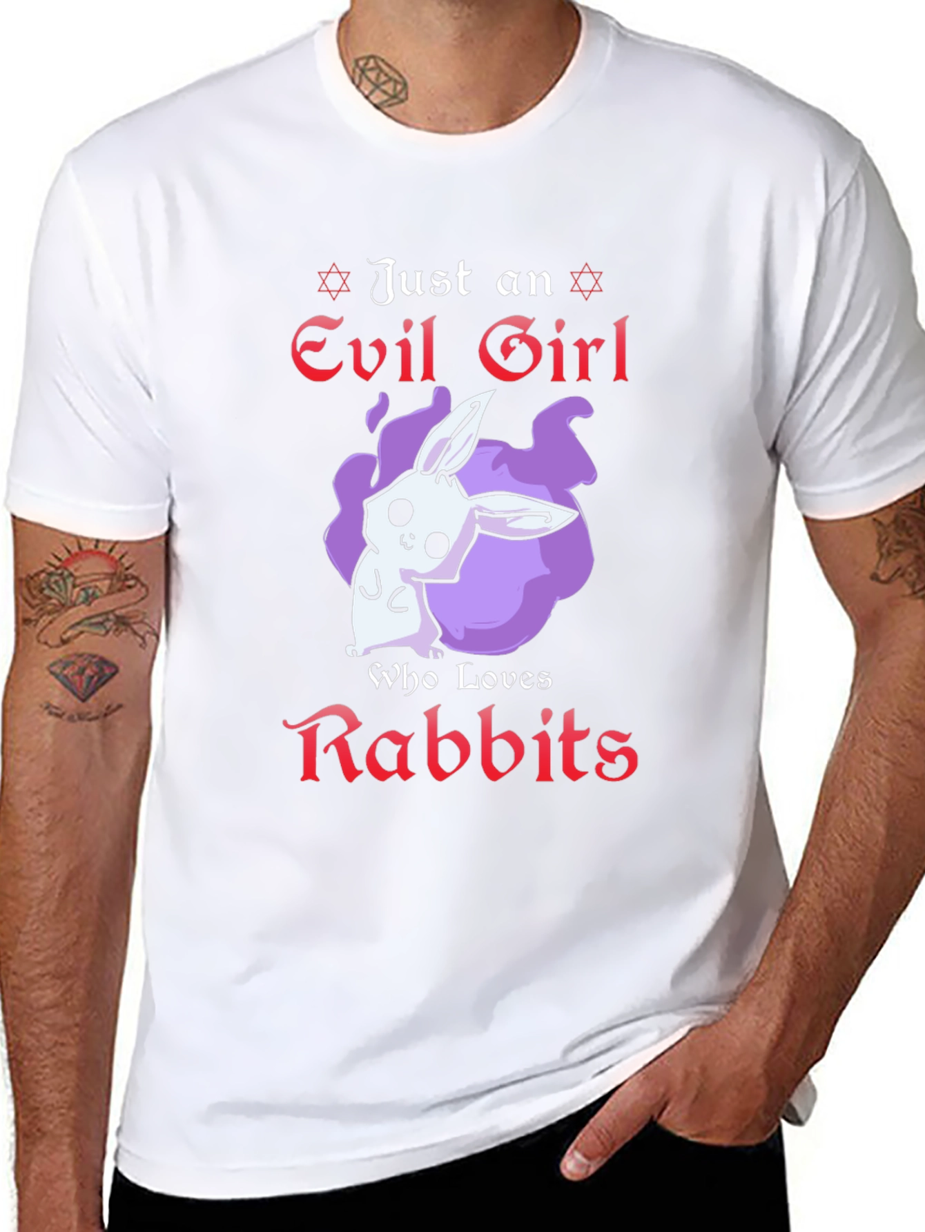 Evil Girl Loves Rabbits T-Shirt - Black