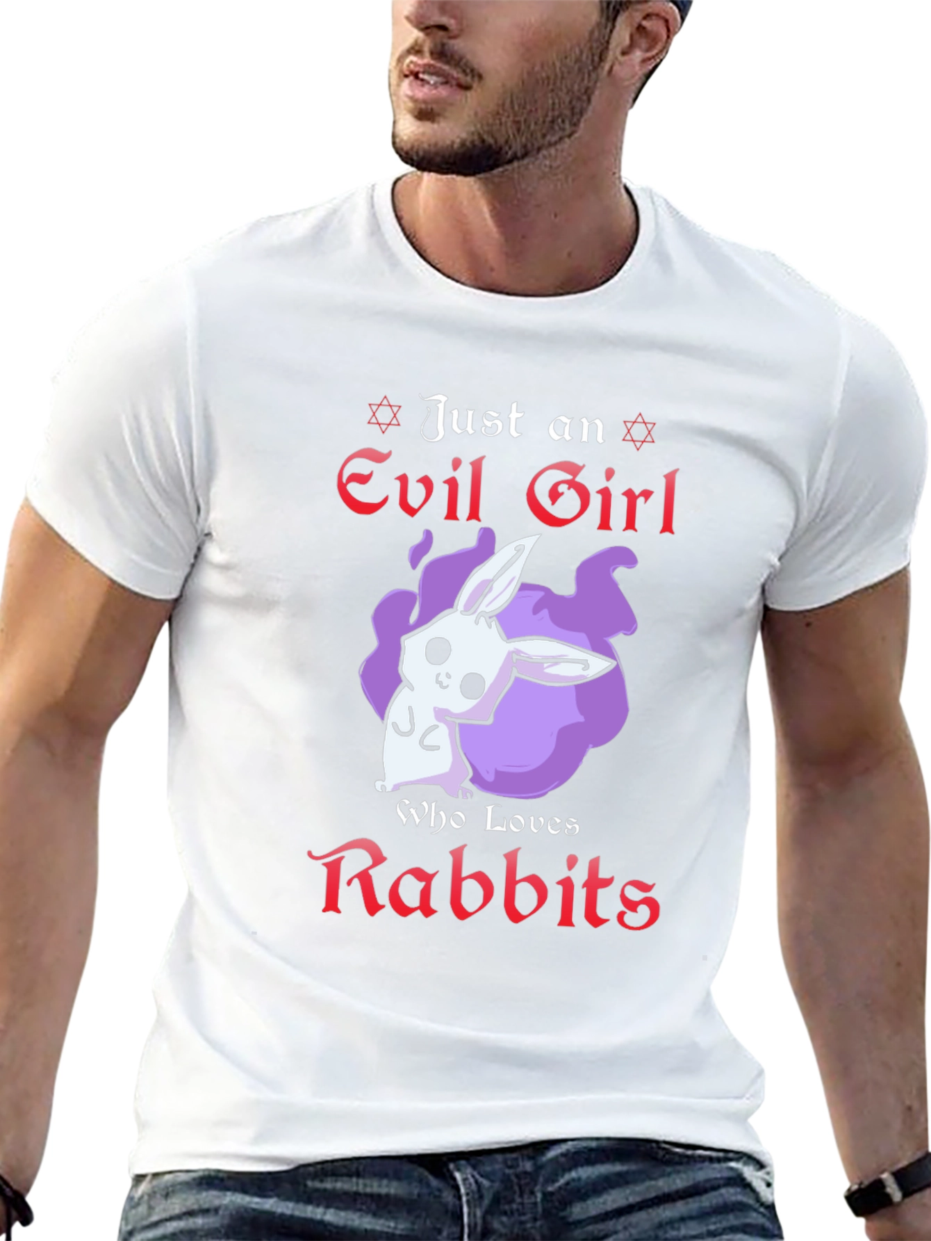 Evil Girl Loves Rabbits T-Shirt - Black
