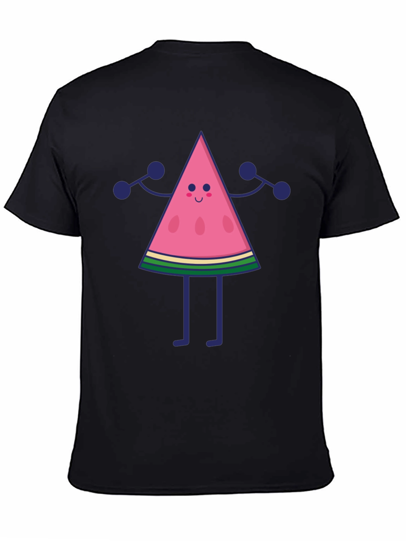 Funny Watermelon Character Black T-Shirt