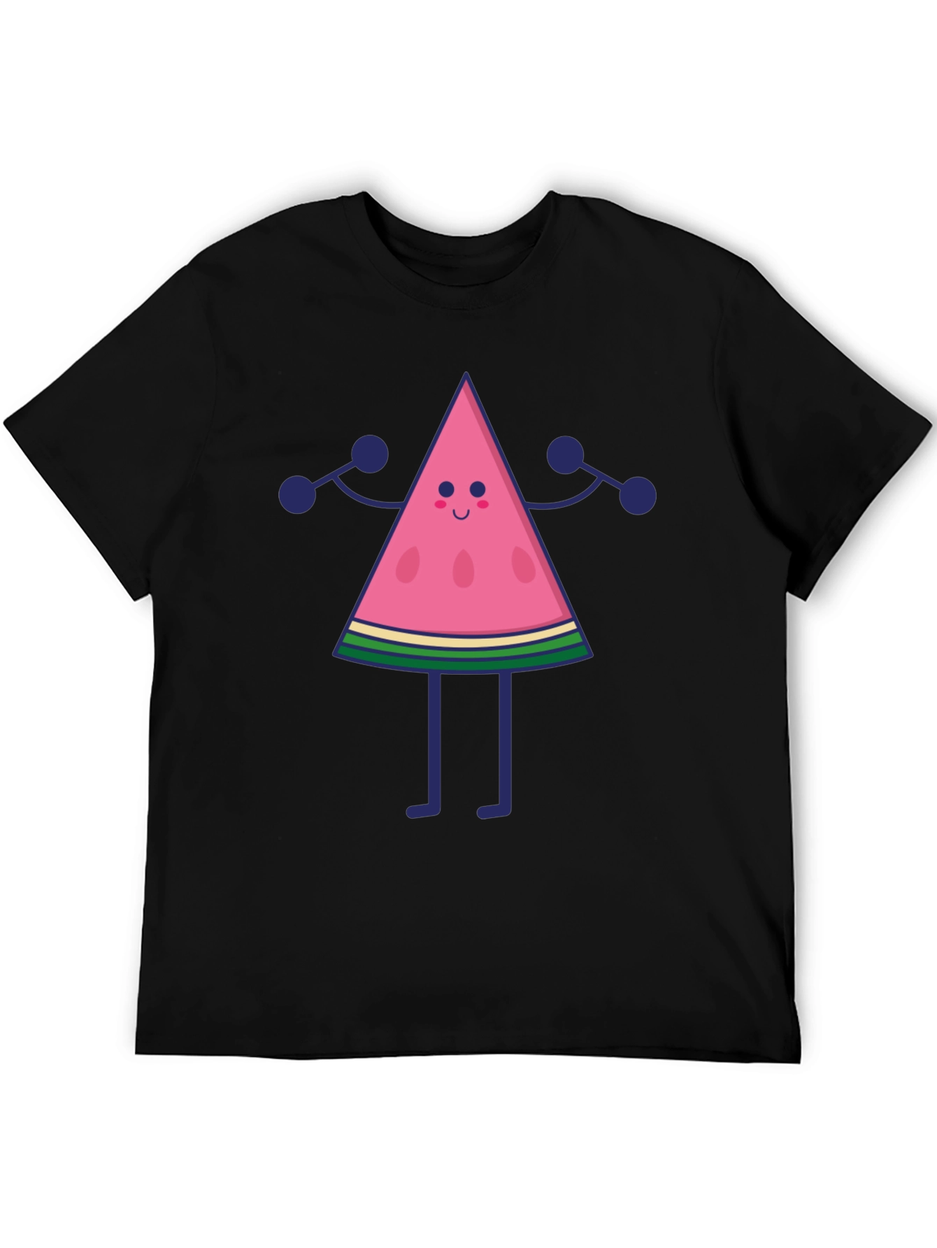 Funny Watermelon Character Black T-Shirt
