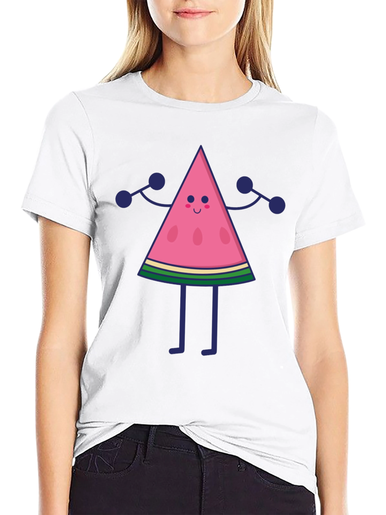 Funny Watermelon Character Black T-Shirt
