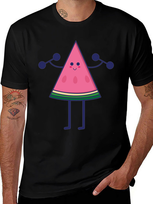 Funny Watermelon Character Black T-Shirt