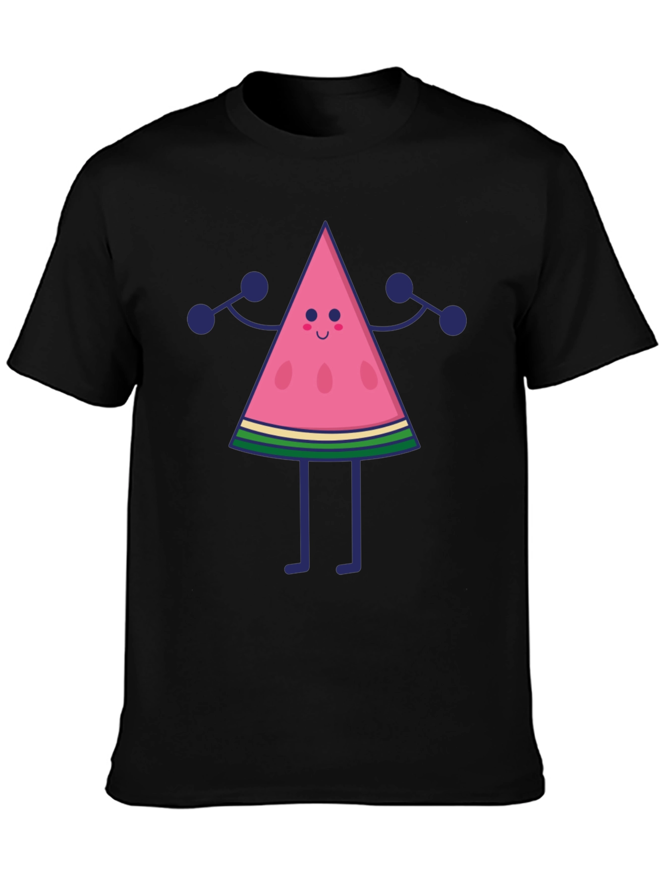 Funny Watermelon Character Black T-Shirt