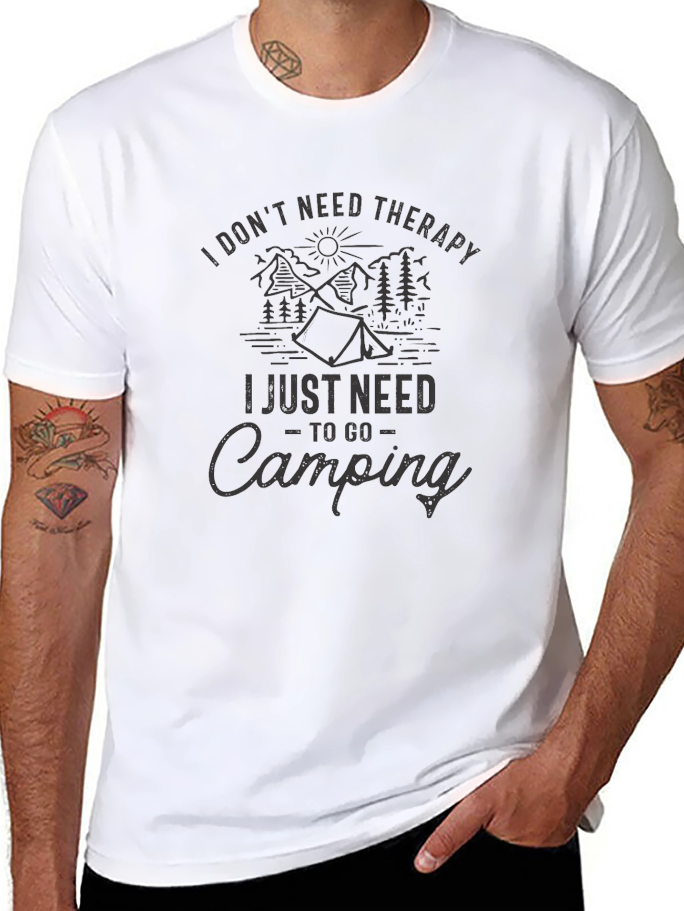 Camping Therapy Black Graphic T-Shirt