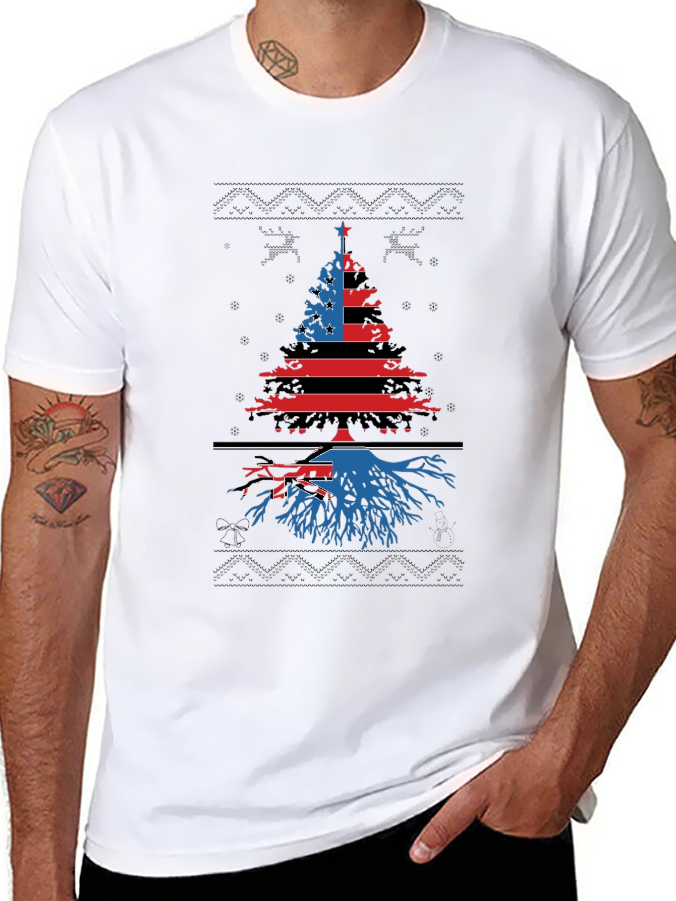 Patriotic Christmas Tree T-Shirt - Festive Holiday Apparel