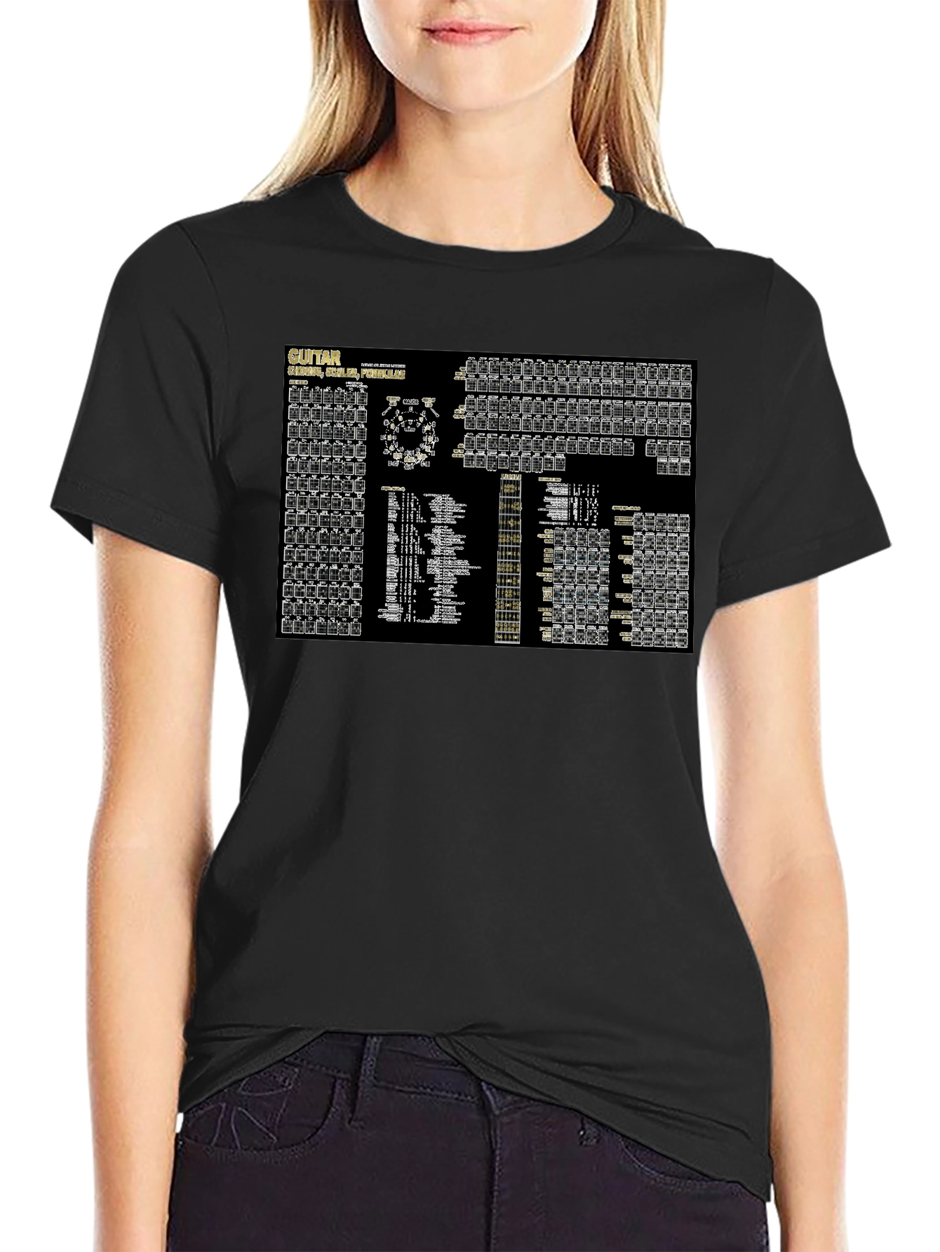 Guitar Chords Black T-Shirt - Music Lovers