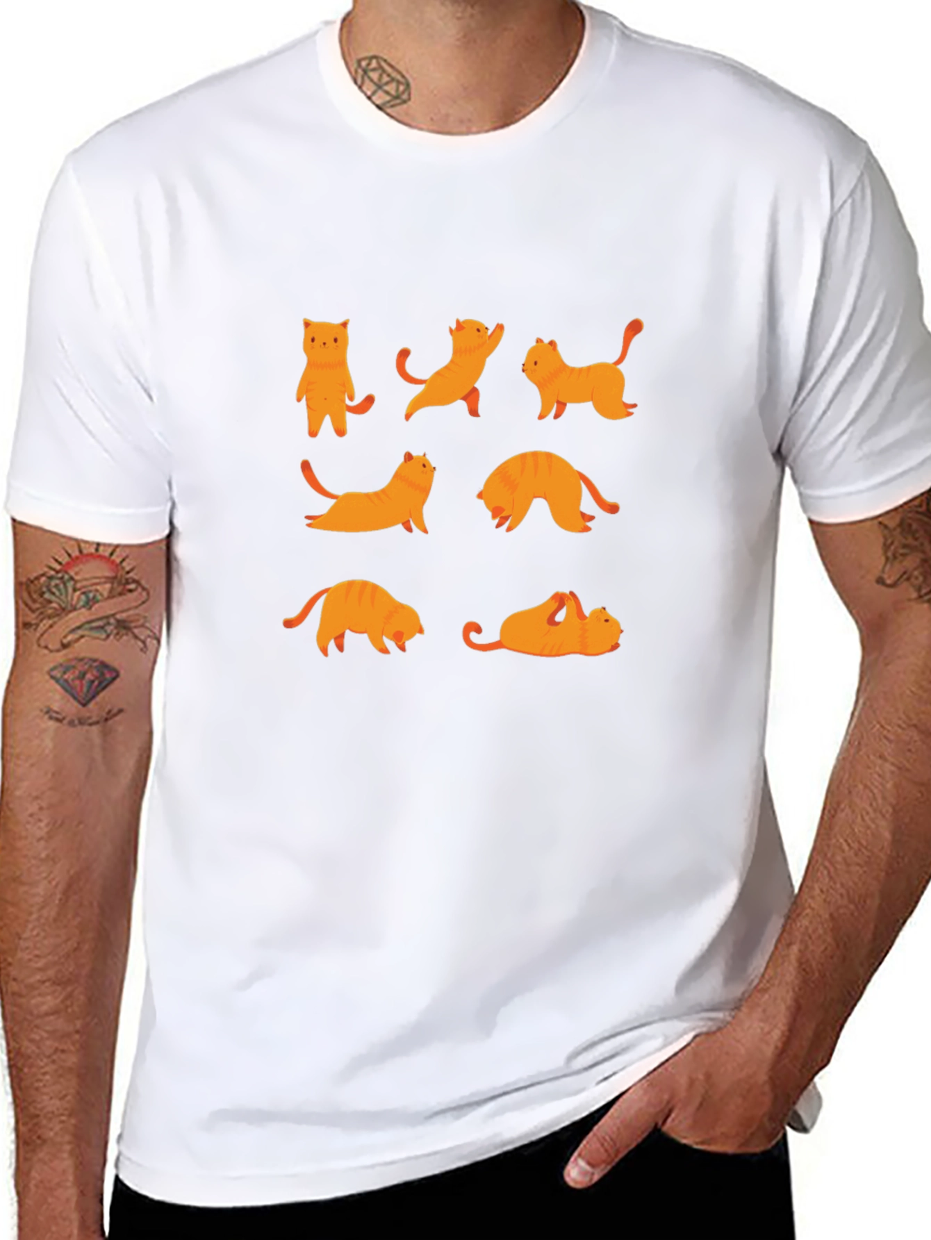 Yoga Cat Graphic Black T-Shirt