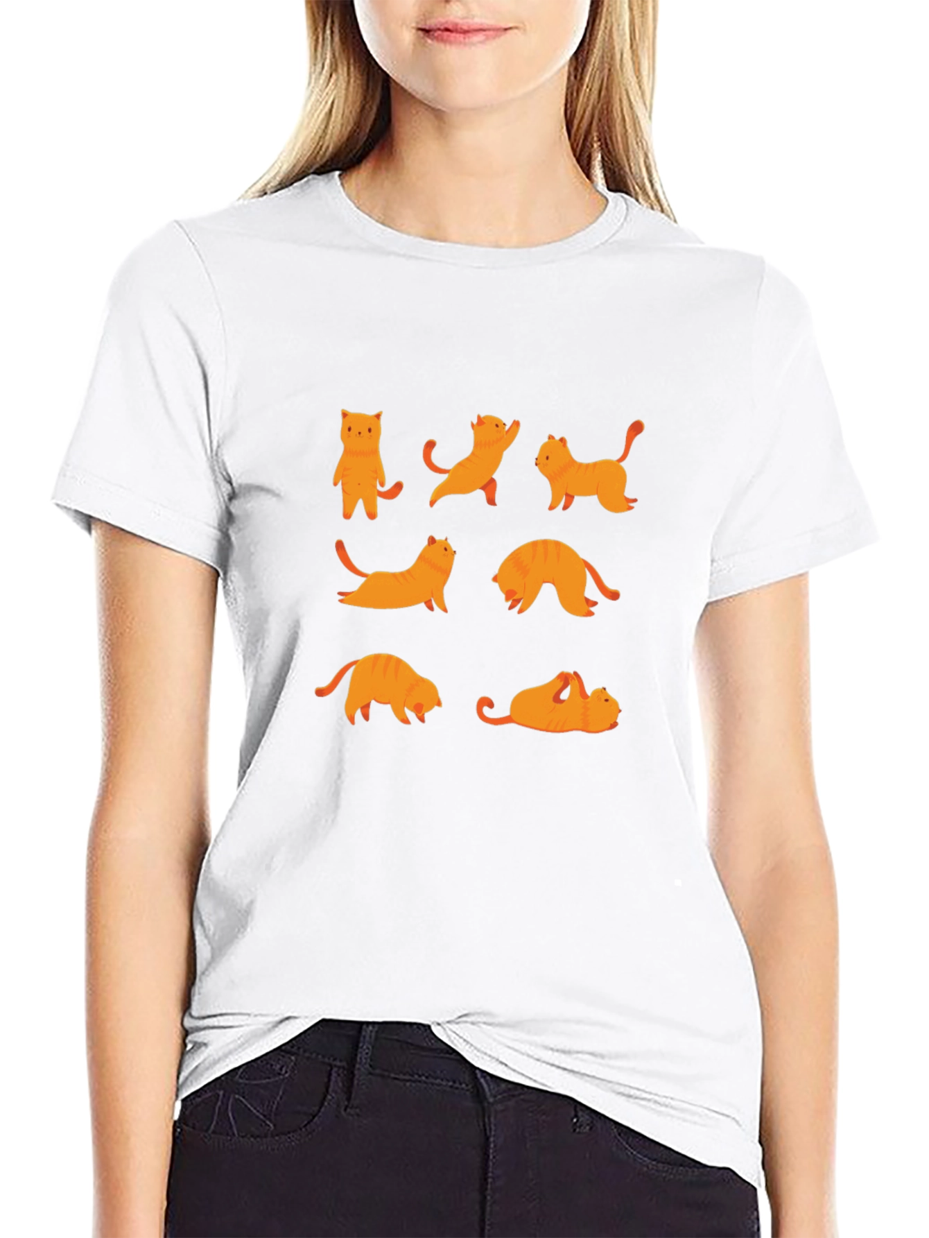 Yoga Cat Graphic Black T-Shirt