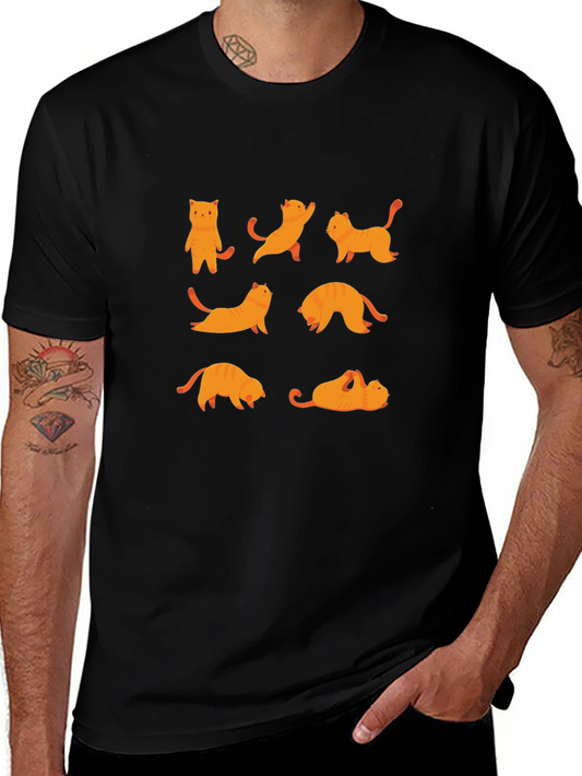 Yoga Cat Graphic Black T-Shirt