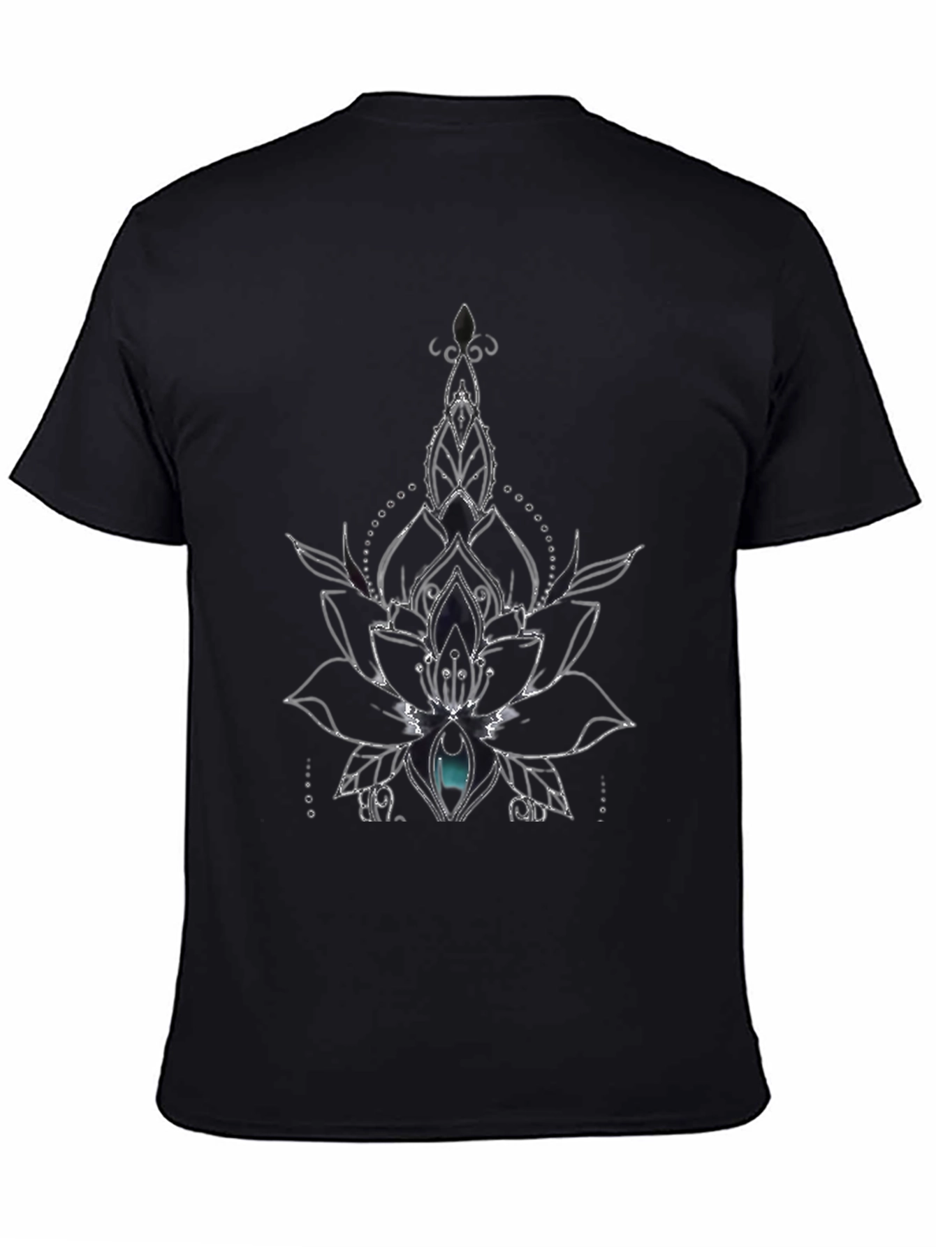Lotus Flower Graphic Tee - Black Cotton Blend