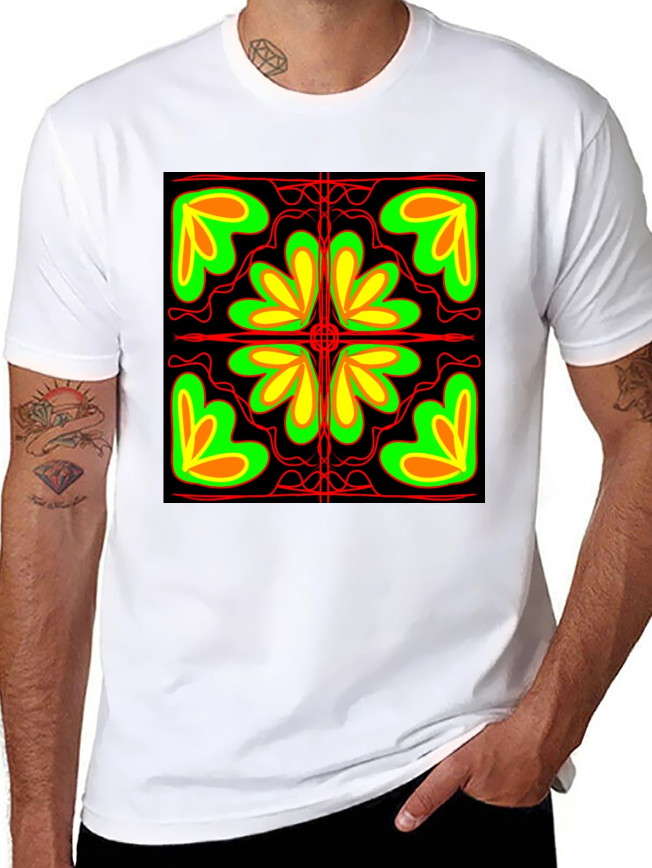 Abstract Floral Graphic Black T-Shirt