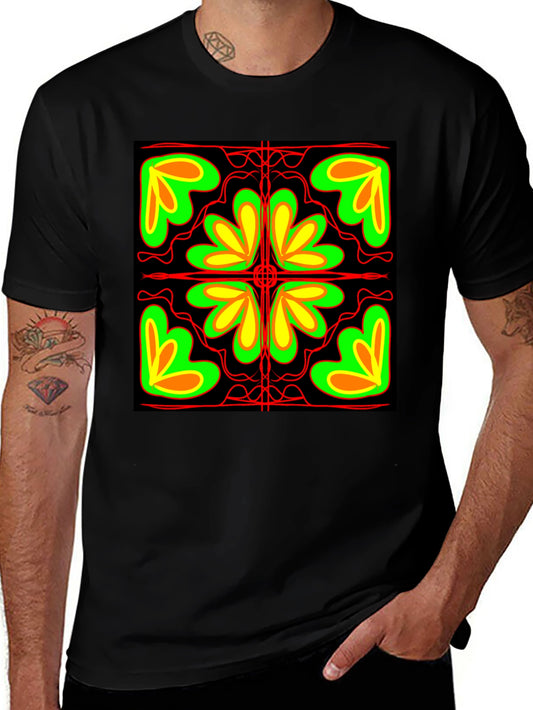 Abstract Floral Graphic Black T-Shirt