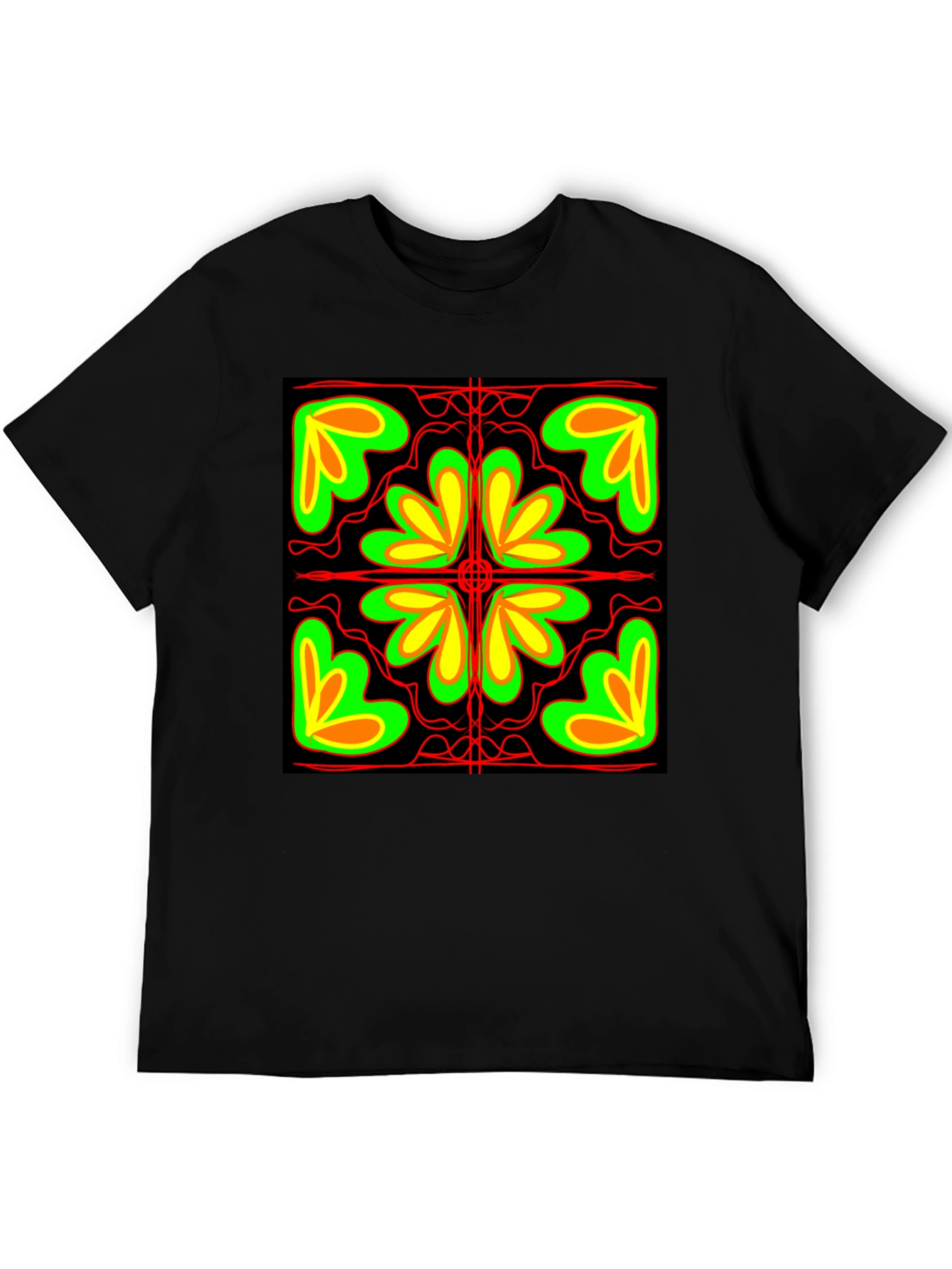 Abstract Floral Graphic Black T-Shirt
