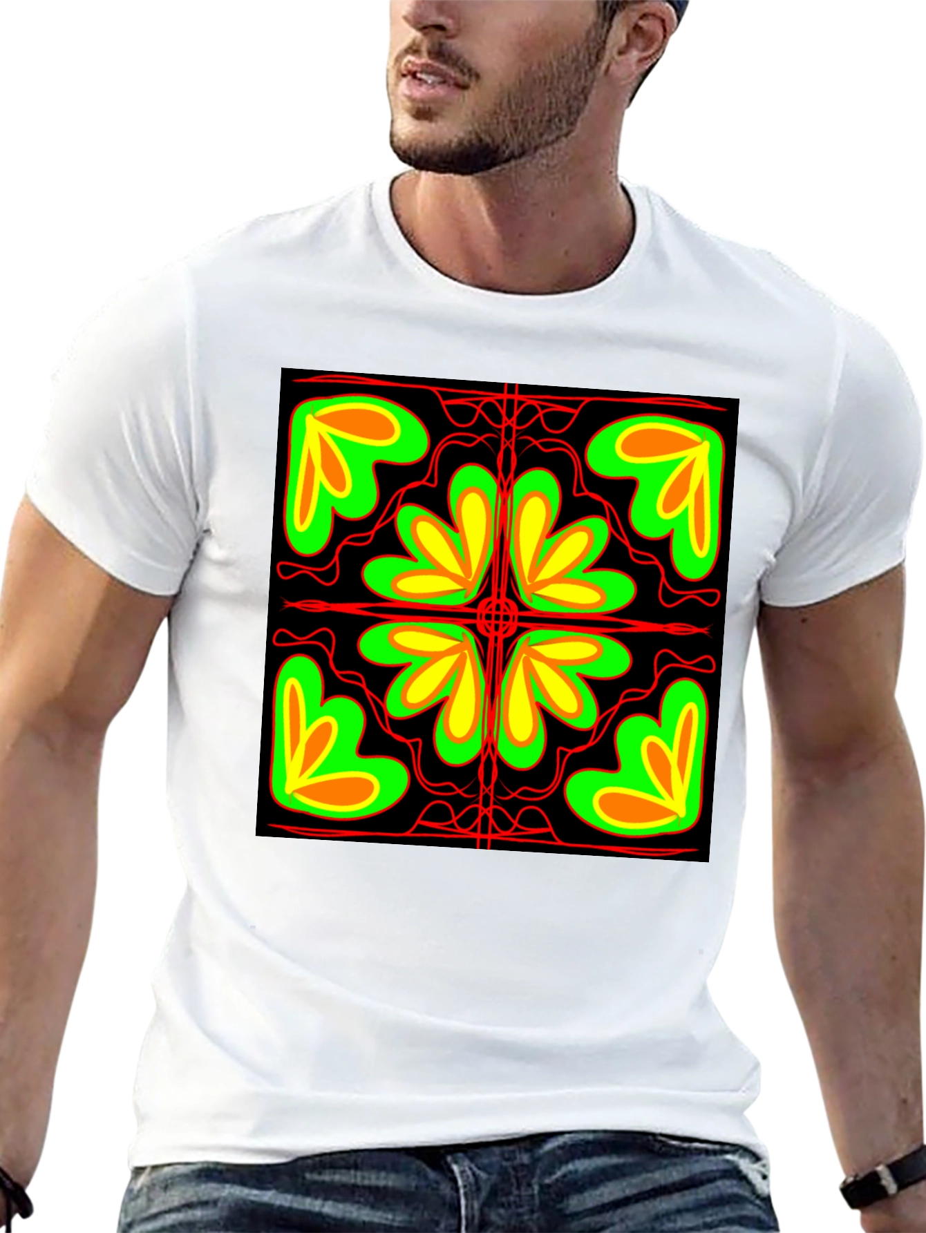 Abstract Floral Graphic Black T-Shirt