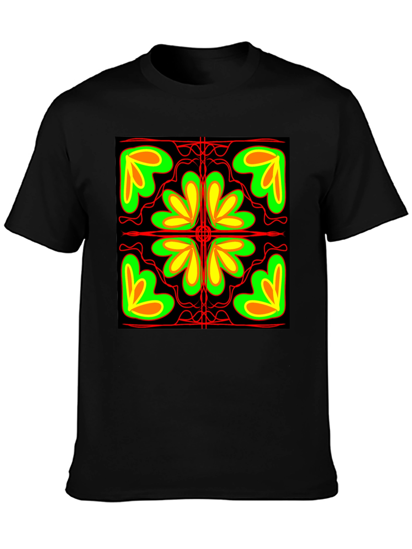 Abstract Floral Graphic Black T-Shirt
