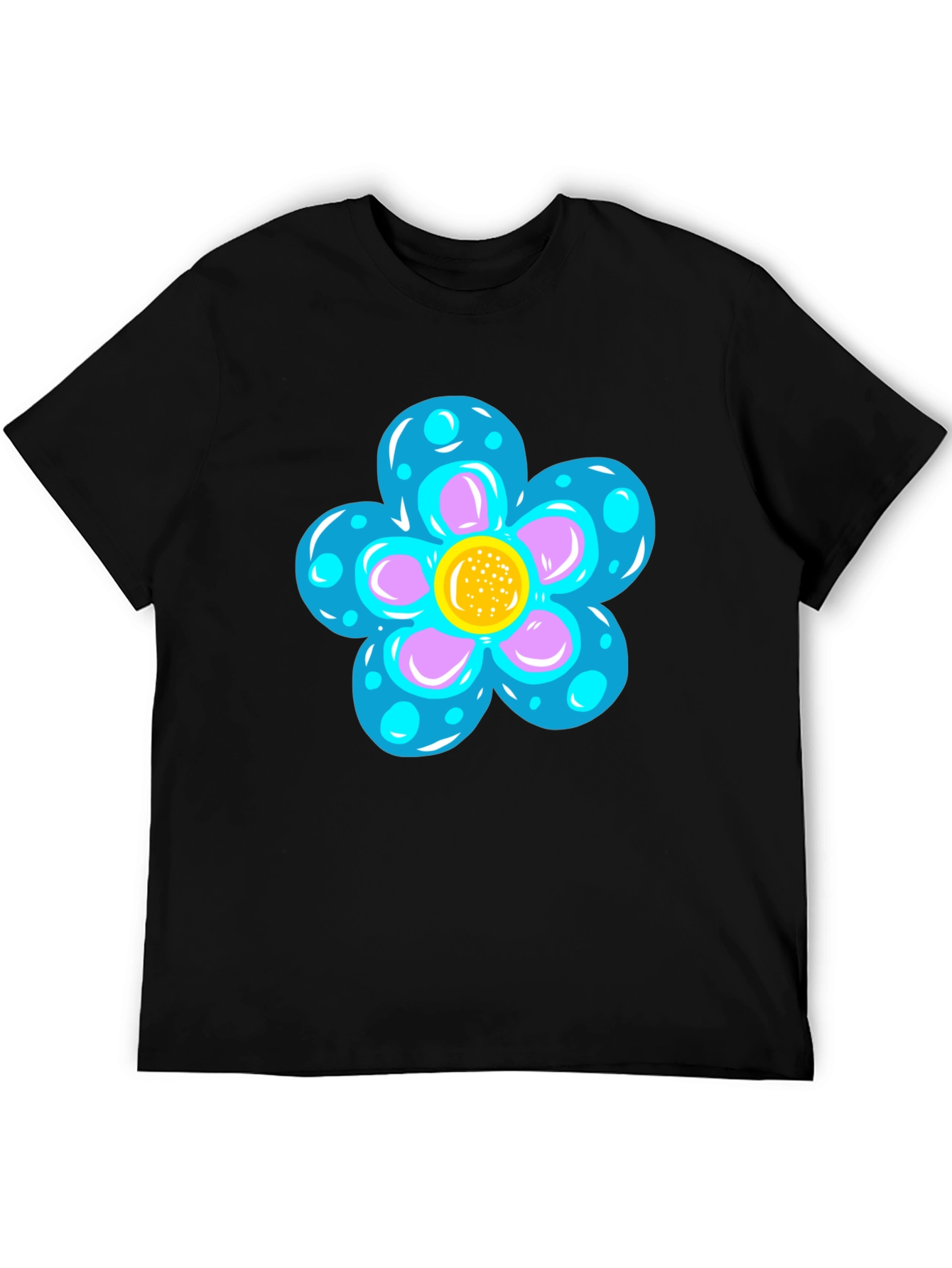 Funky Flower Graphic Black T-Shirt