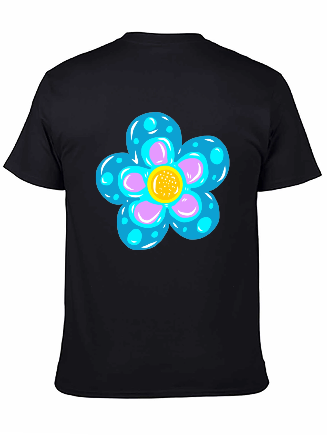 Funky Flower Graphic Black T-Shirt