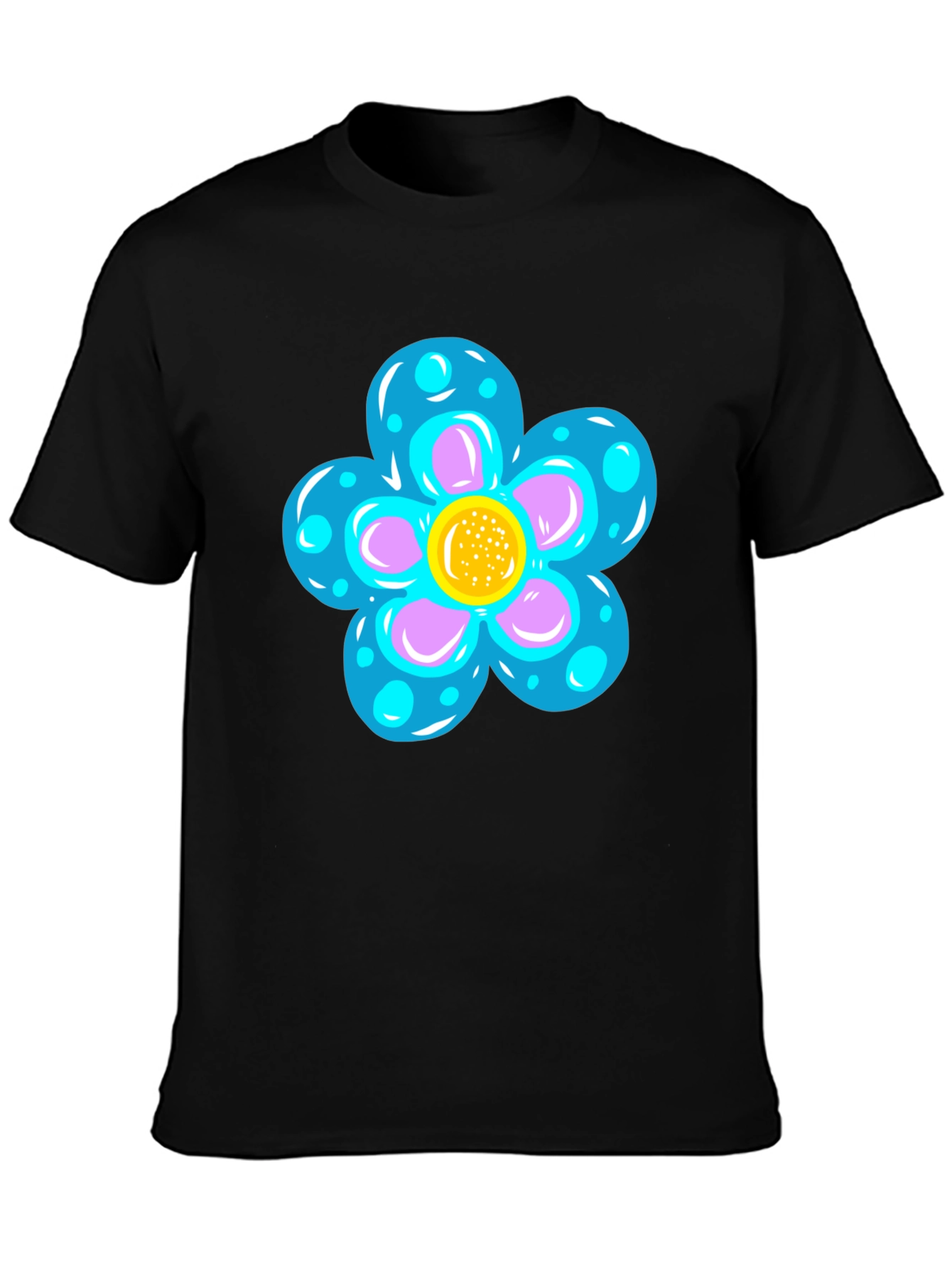 Funky Flower Graphic Black T-Shirt