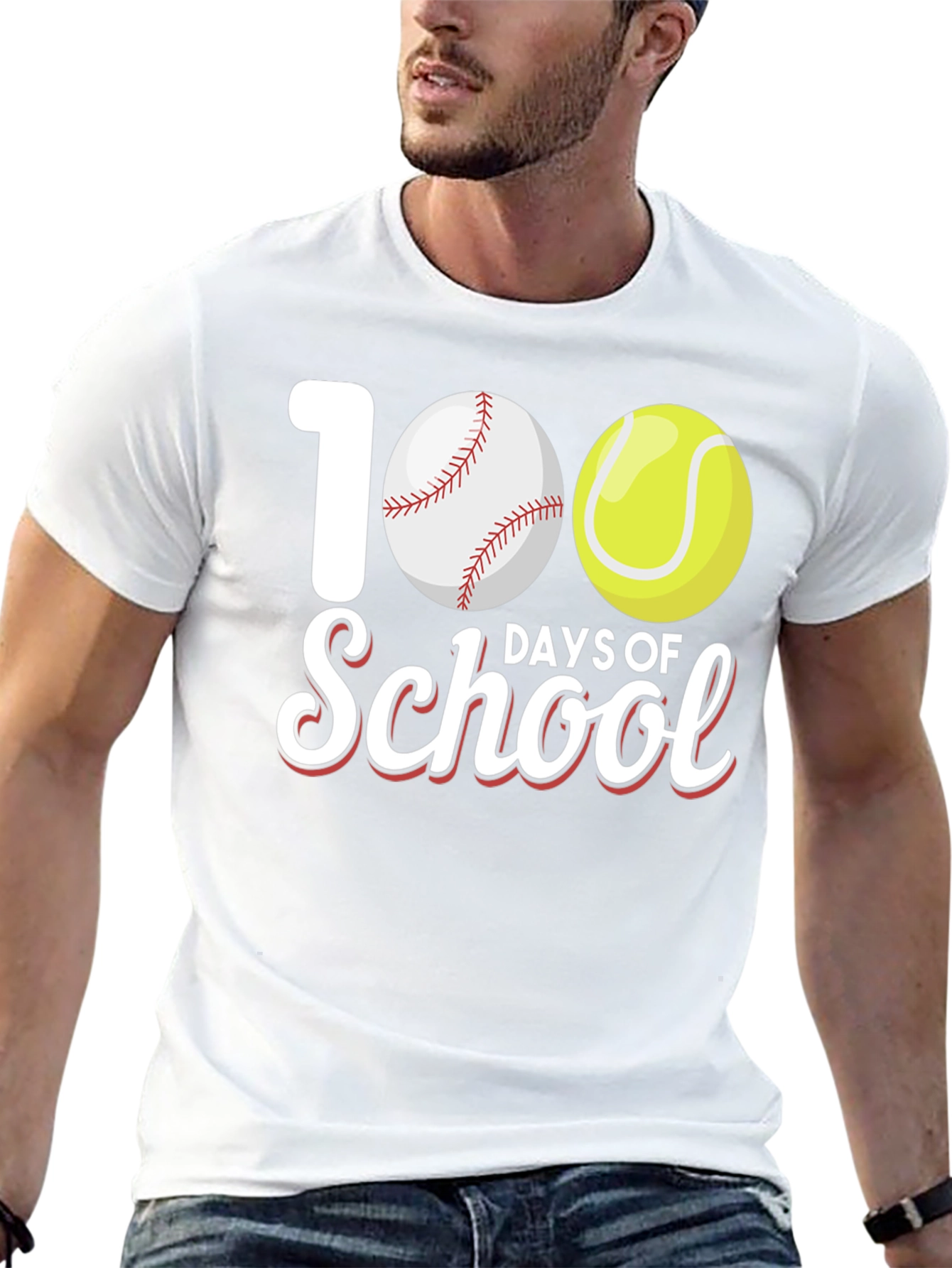 100 Days of School Baseball and Tennis T-Shirt