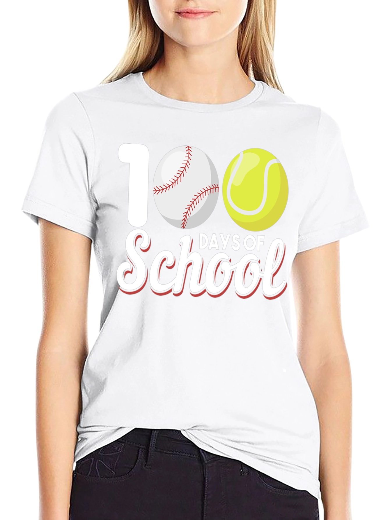 100 Days of School Baseball and Tennis T-Shirt