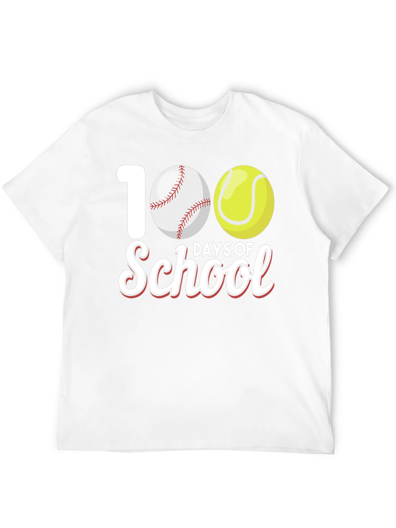 100 Days of School Baseball and Tennis T-Shirt