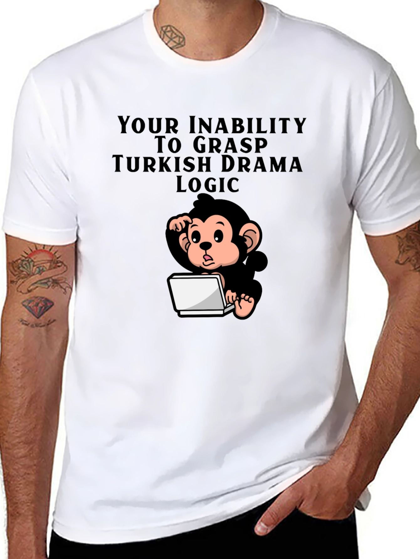Humorous Monkey Turkish Drama Logic T-Shirt