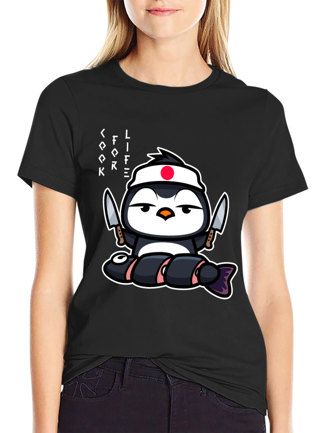 Sushi Chef Penguin T-Shirt - Cook Life