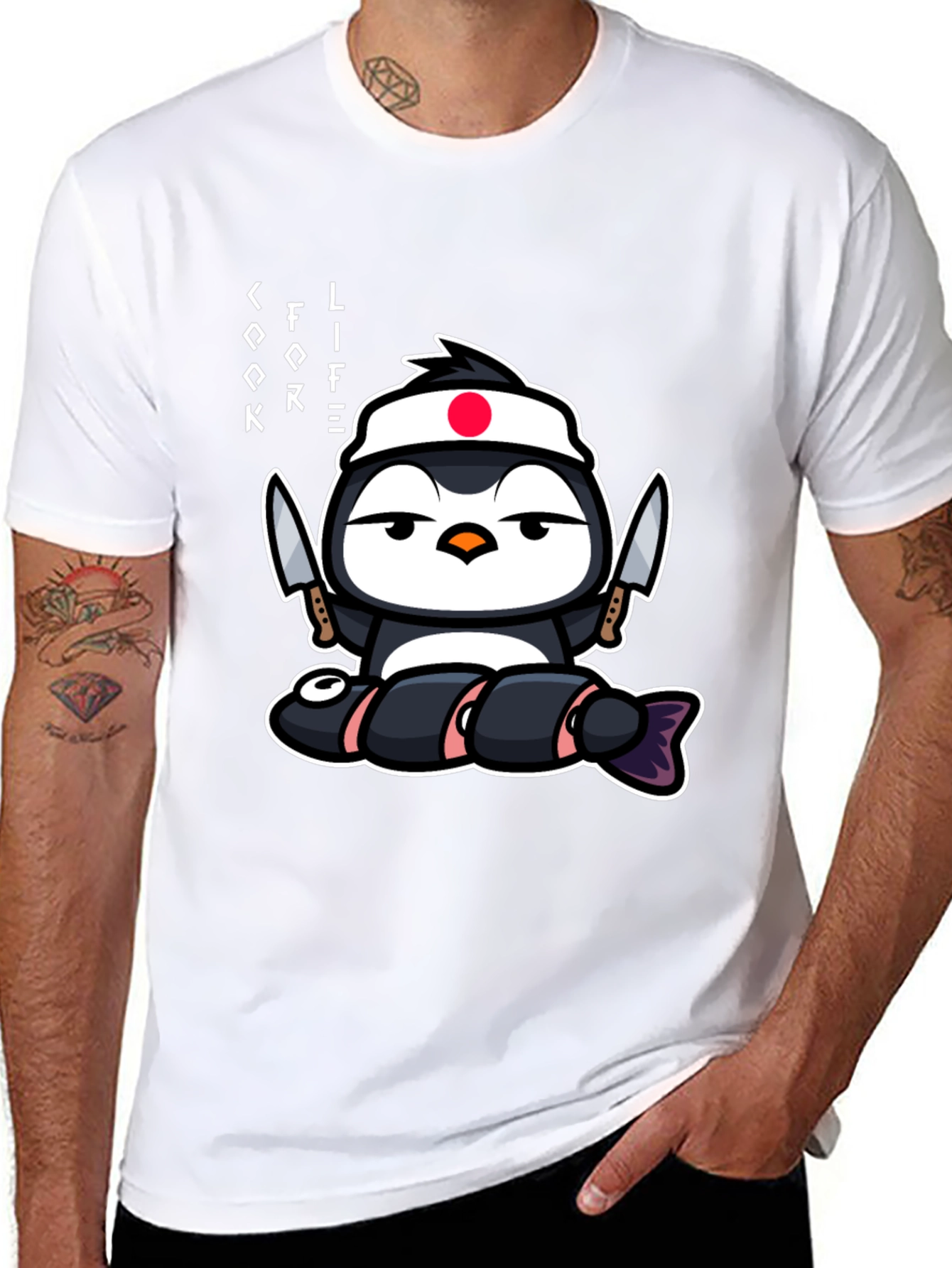 Sushi Chef Penguin T-Shirt - Cook Life