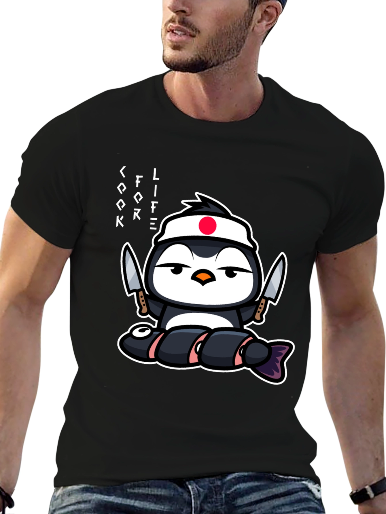 Sushi Chef Penguin T-Shirt - Cook Life