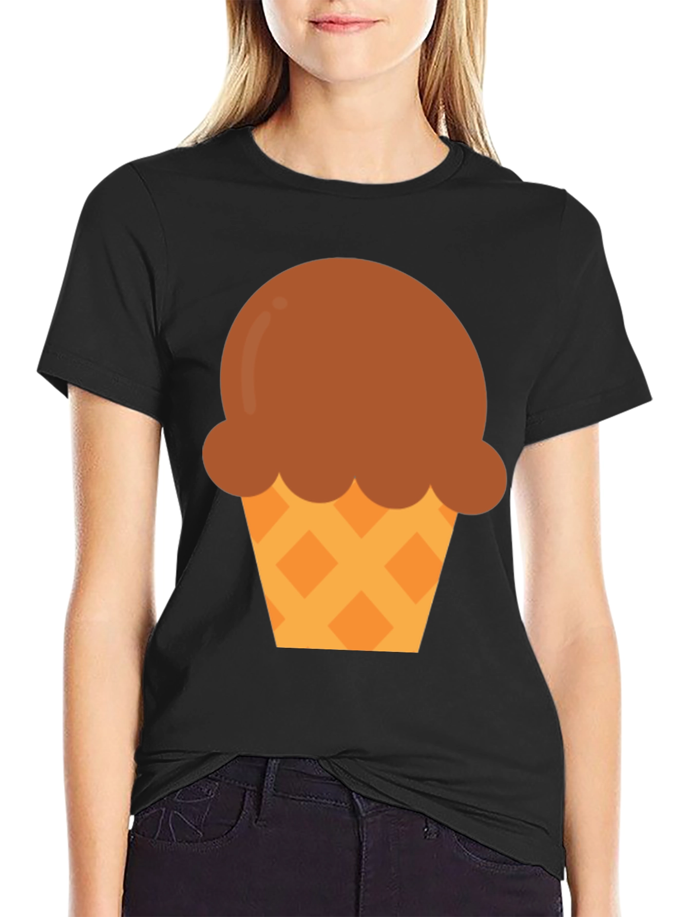 Ice Cream Graphic Tee - Black Cotton Comfort